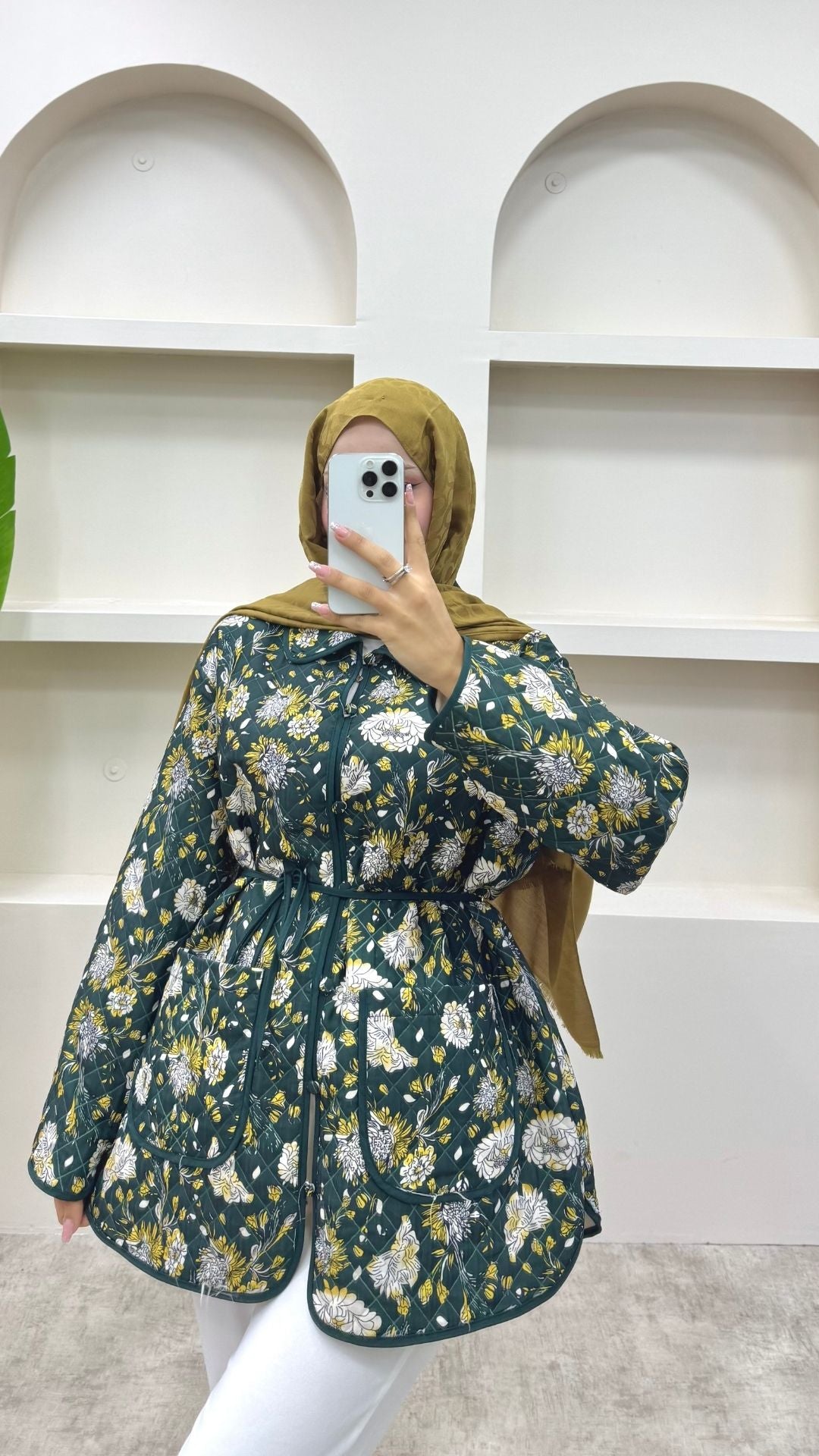 Biye Detaylı Etnik Desen Ceket Yeşil