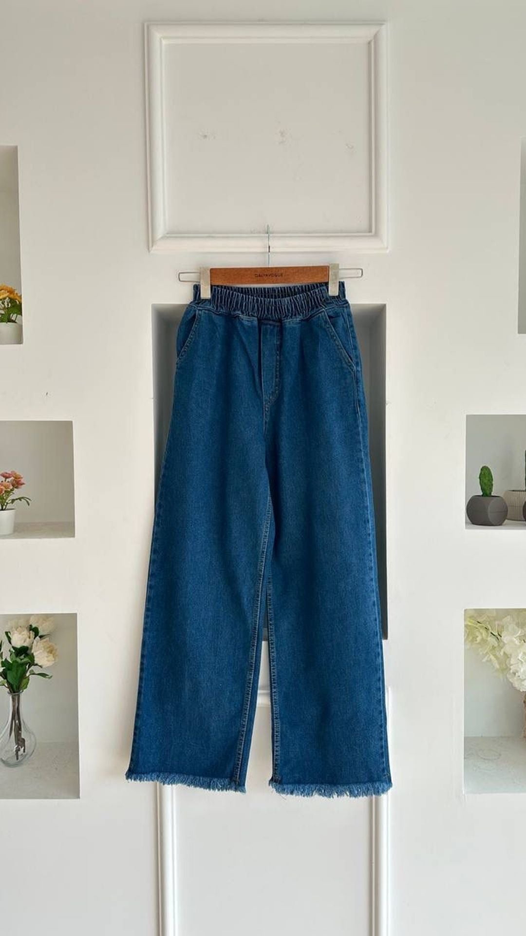 Paçası Püsküllü Geniş Kesim Palazzo Pantolon Lacivert