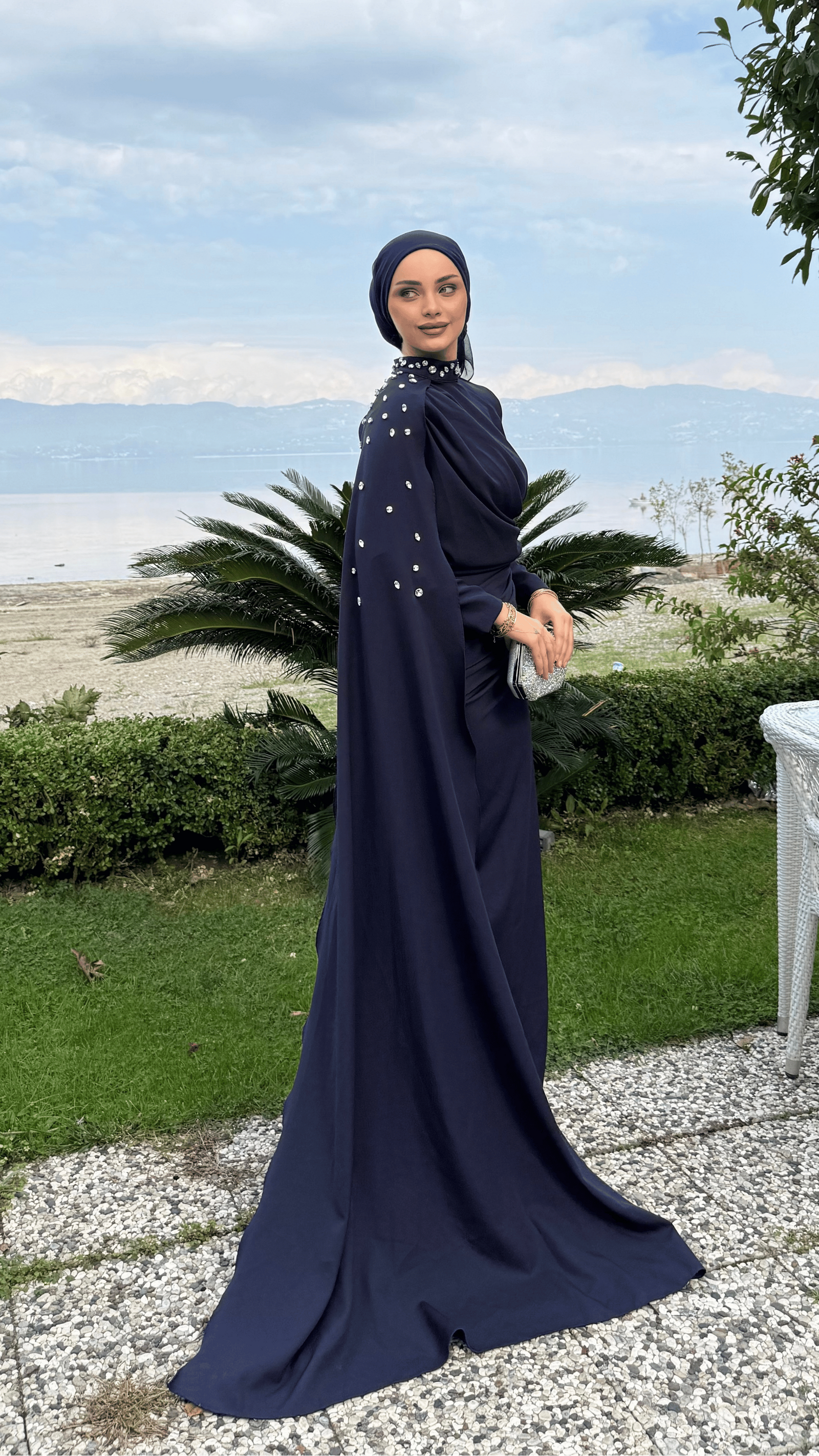 Serena Taşlı Abiye Lacivert