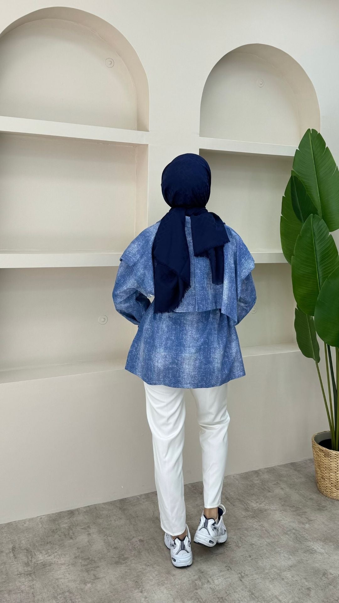 Fermuarlı Gabardin Ceket Mavi