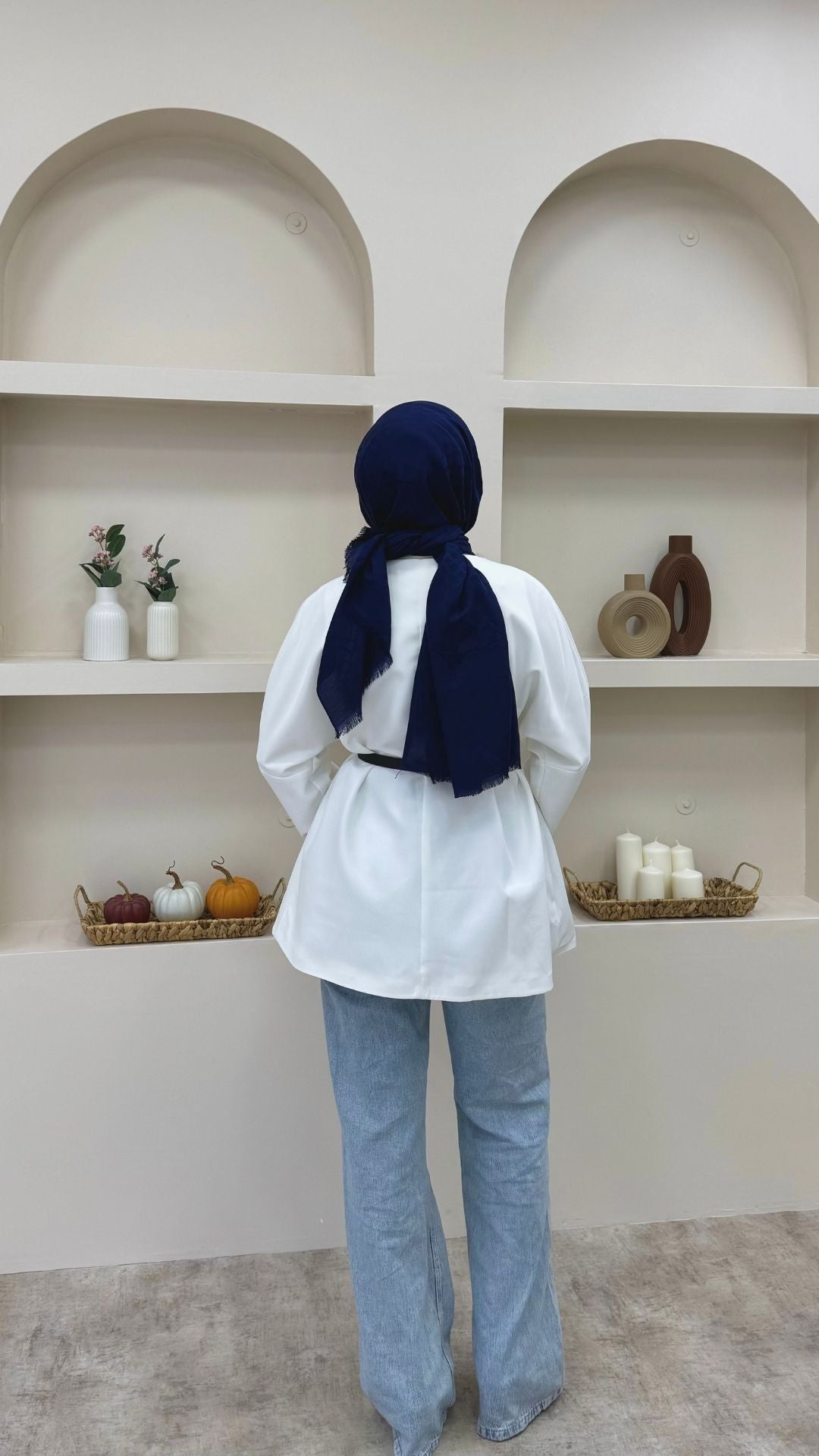 Kruvaze Yaka Kemerli Blazer Ceket Beyaz