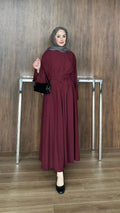 Çift Kuşaklı Elbise Bordo