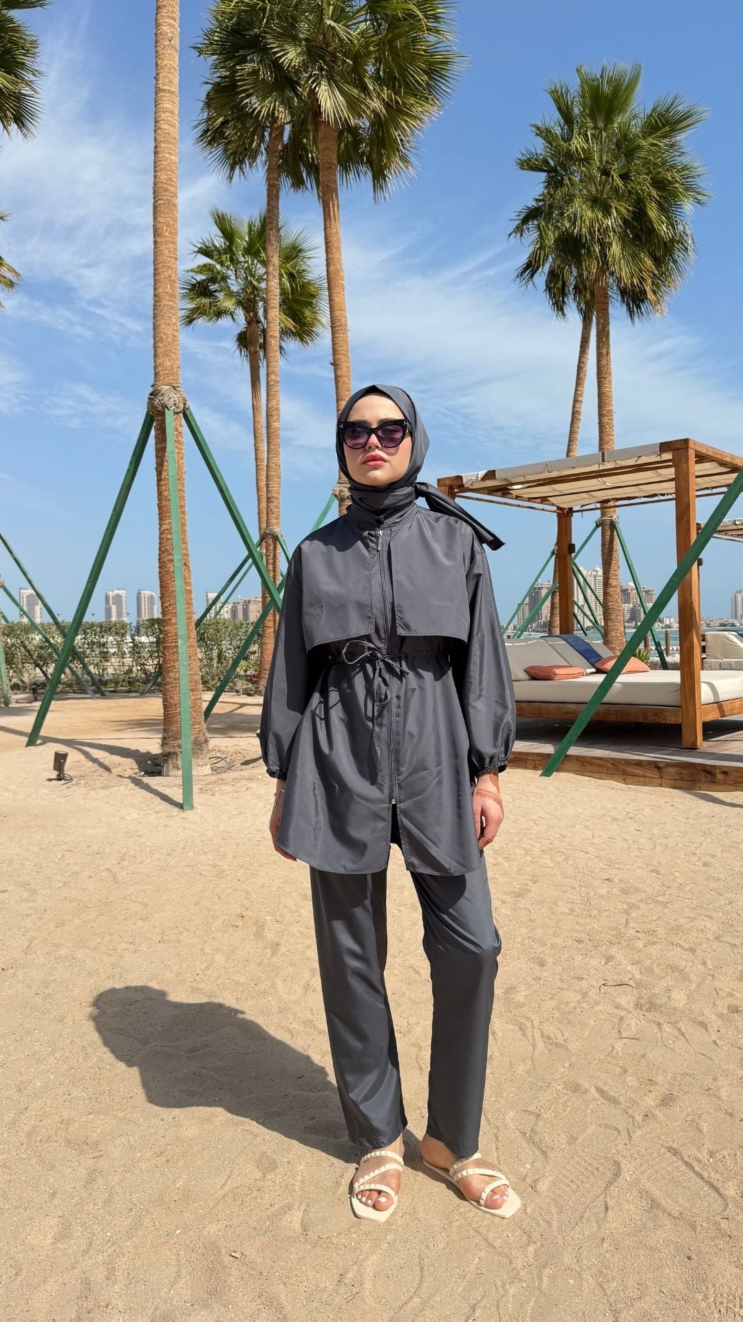 Roba Detaylı Tesettür Mayo Antırasit