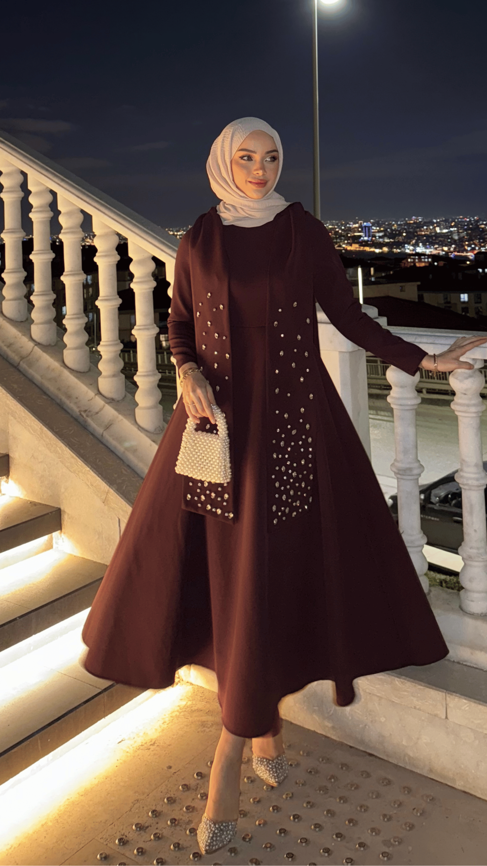 Elsa Taşlı Abiye Bordo