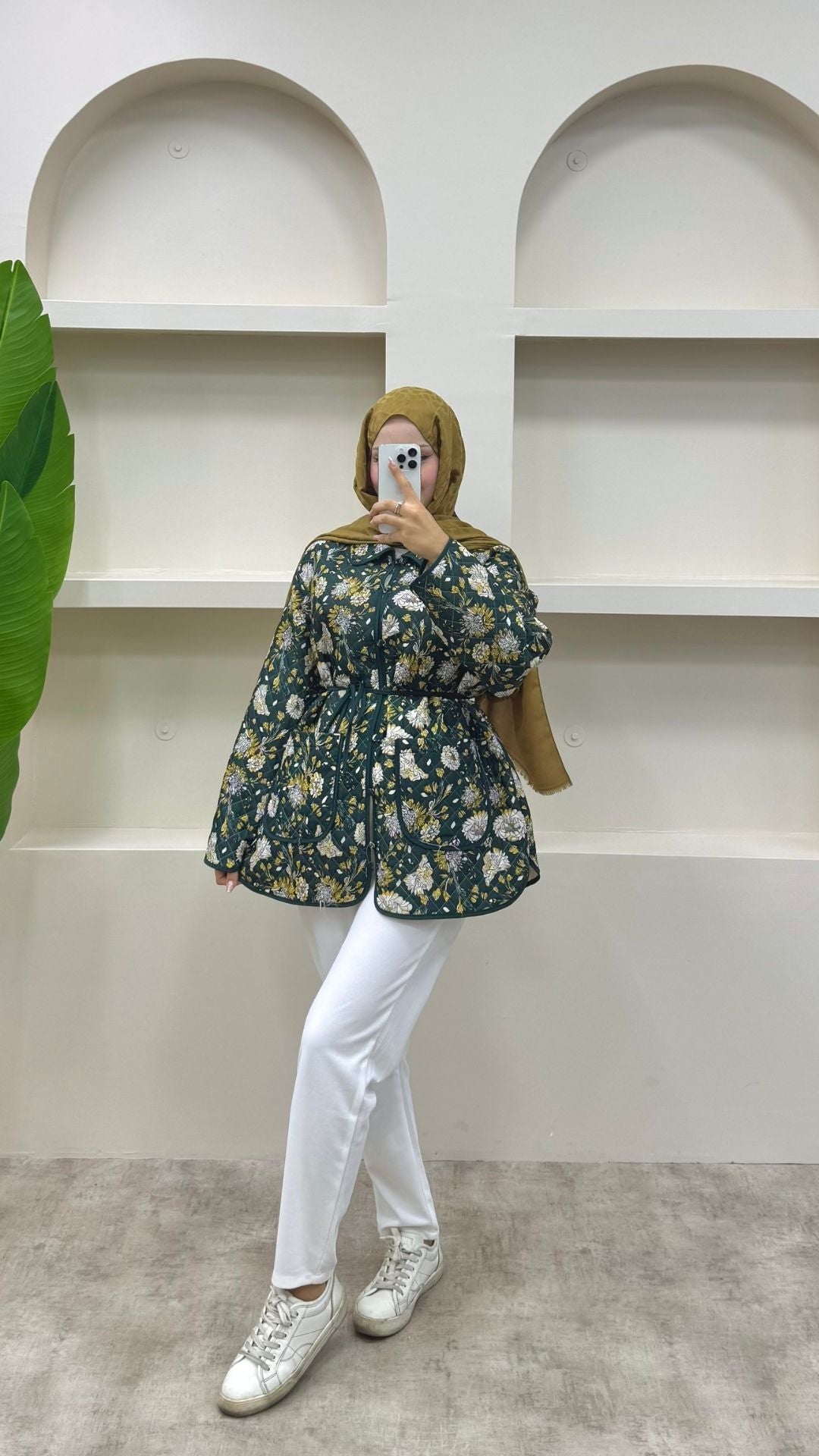 Biye Detaylı Etnik Desen Ceket Yeşil