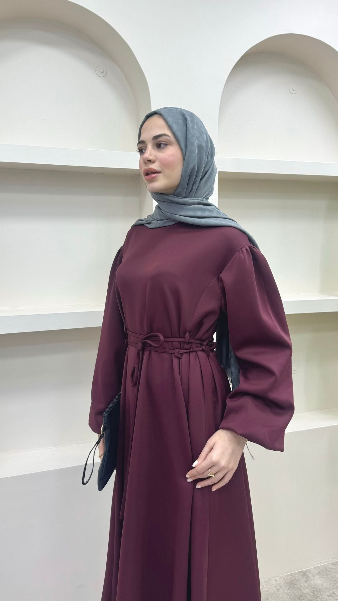 Melly Bağlamalı Scuba Elbise Bordo