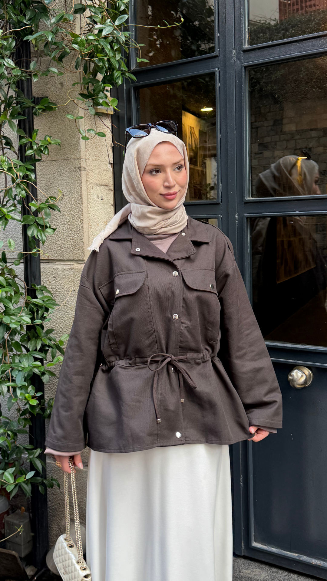 Gabardin Belden Bağlamalı Ceket Kahverengi