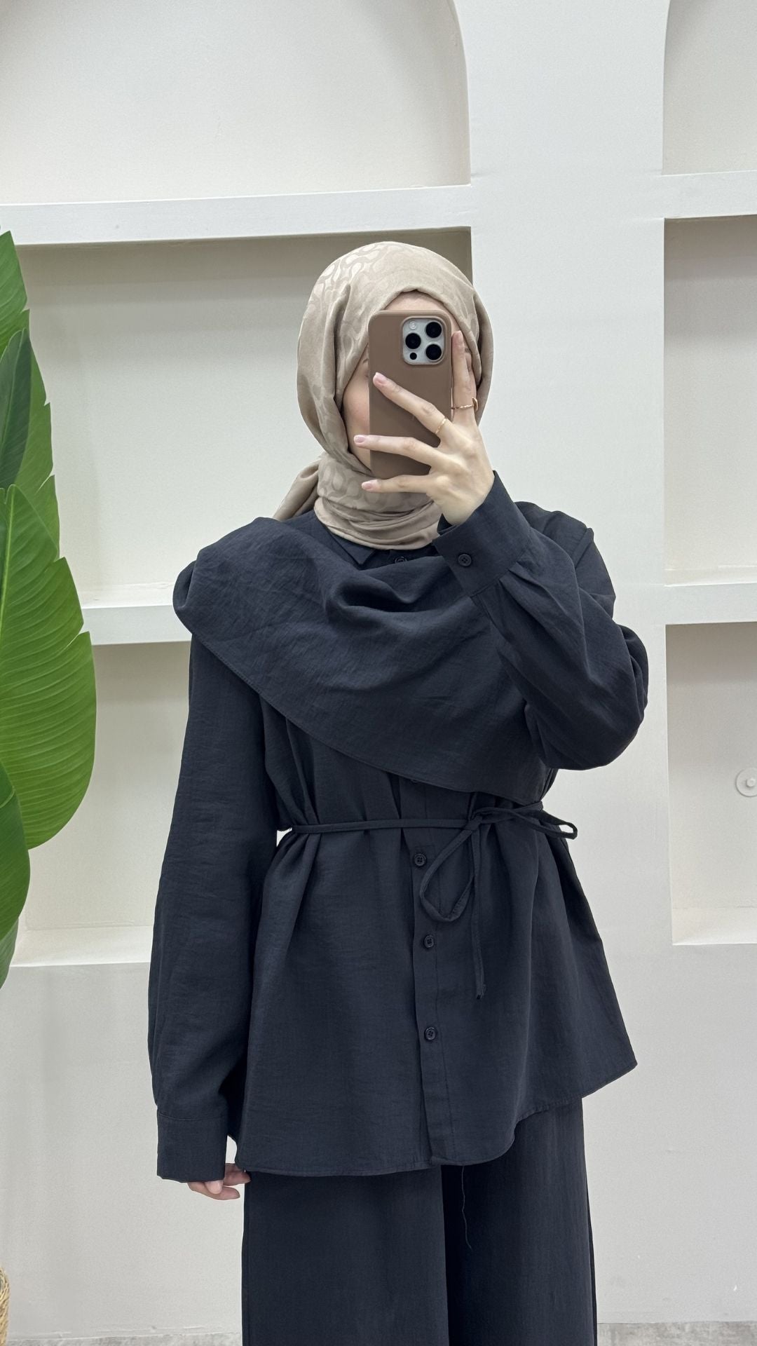 Pelerinli Modal Pantolon Takım Siyah