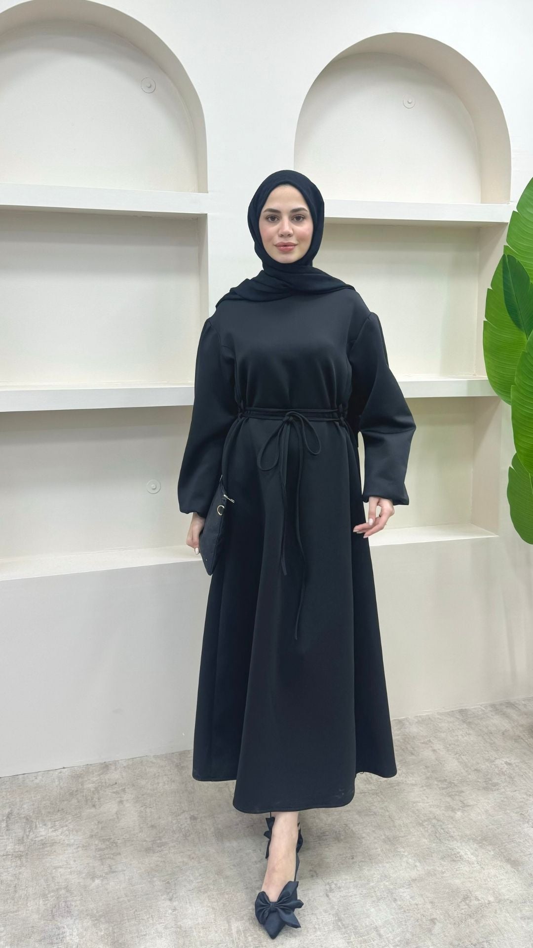 Melly Bağlamalı Scuba Elbise Siyah