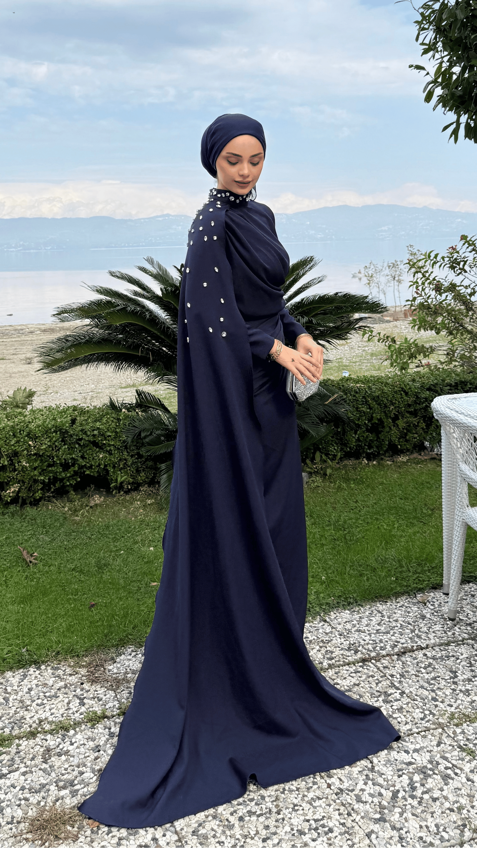 Serena Taşlı Abiye Lacivert