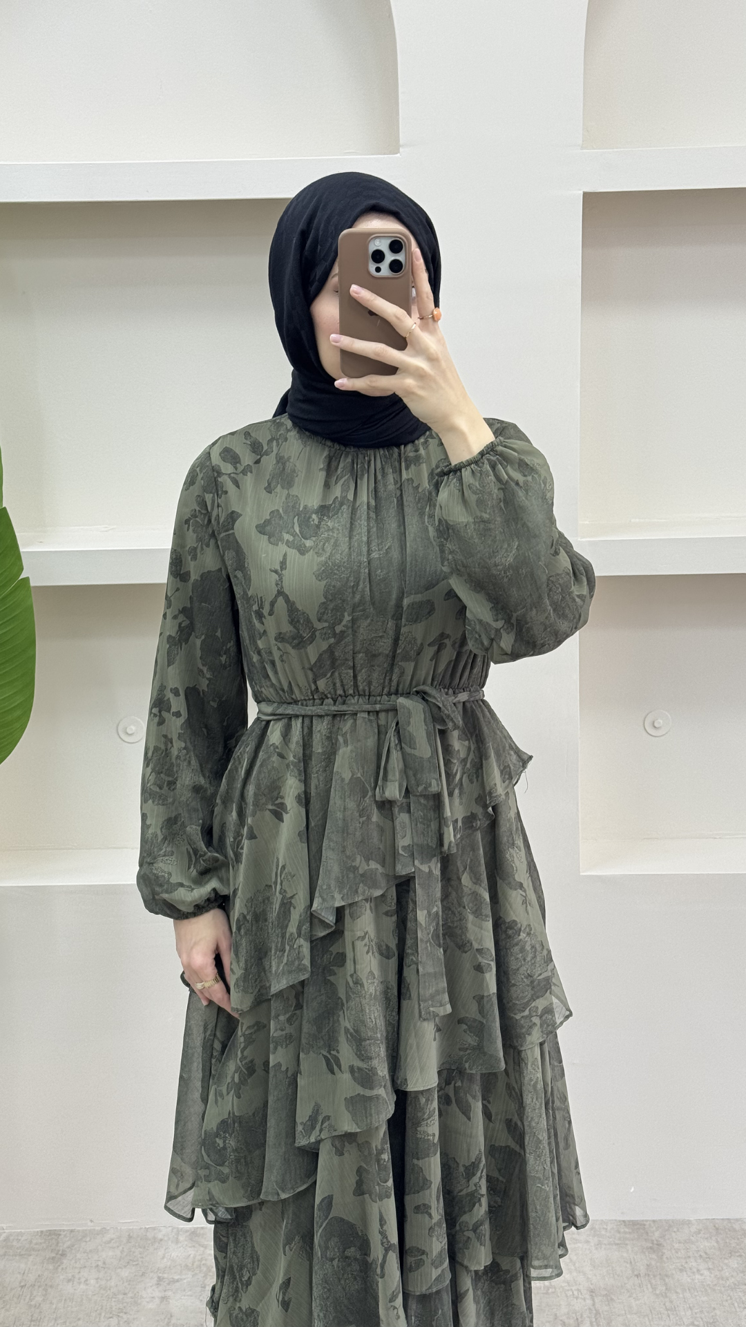 Kat Kat Şifon Elbise Haki