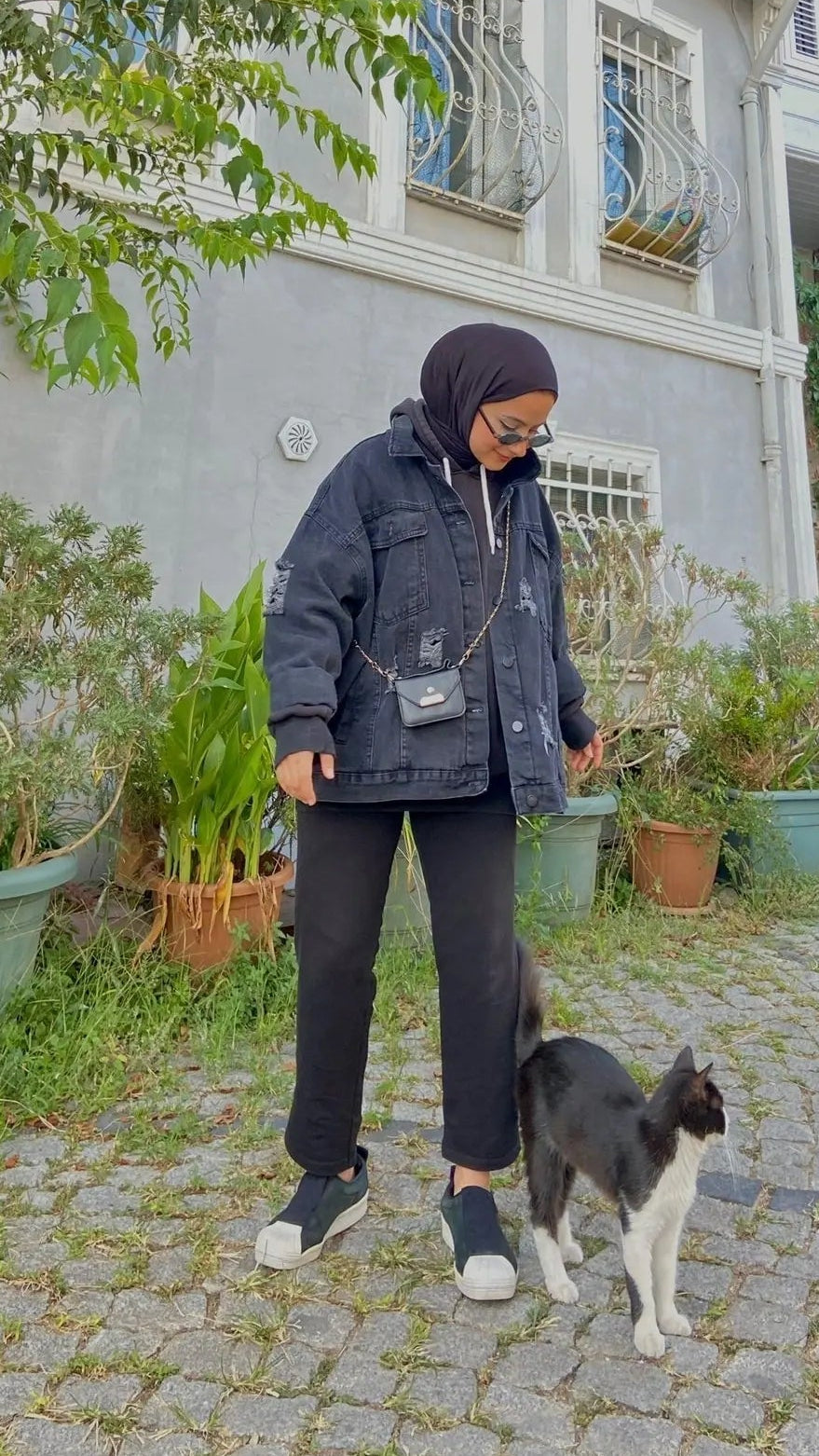 Yırtıklı Kot Ceket Antrasit