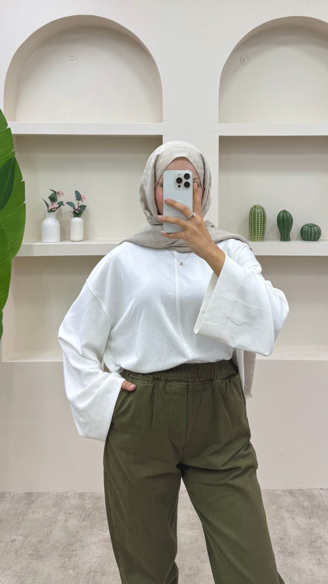 Beli Lastikli Geniş Kesim Mom Jeans Haki