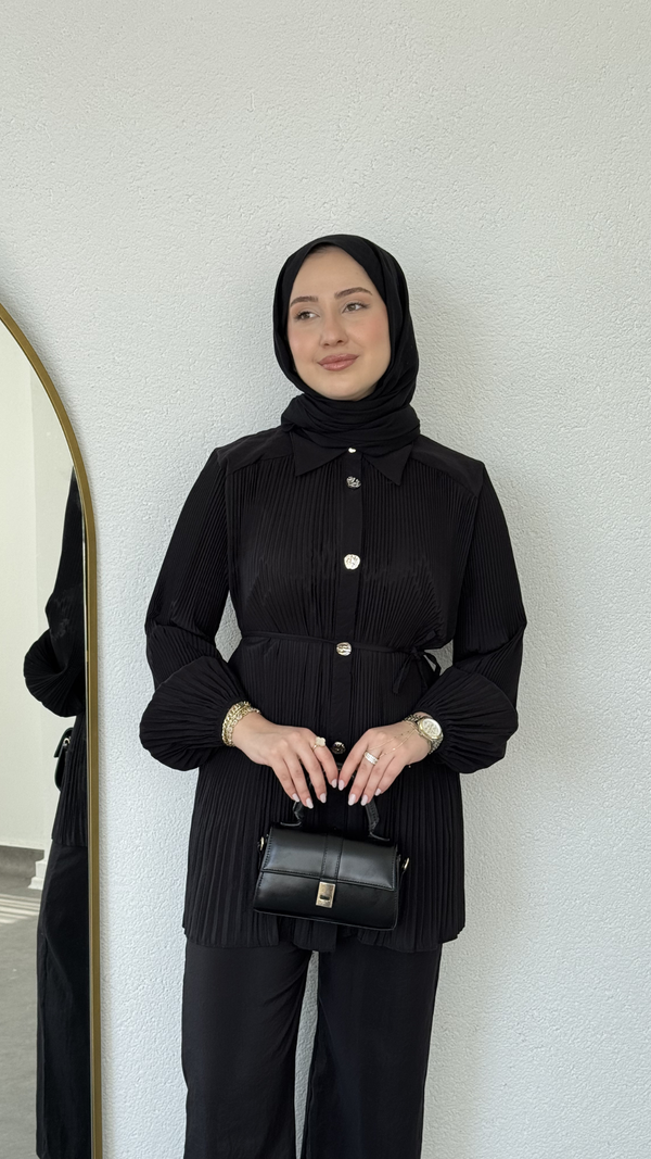 Pilise Tunikli Pantolon Takım Siyah
