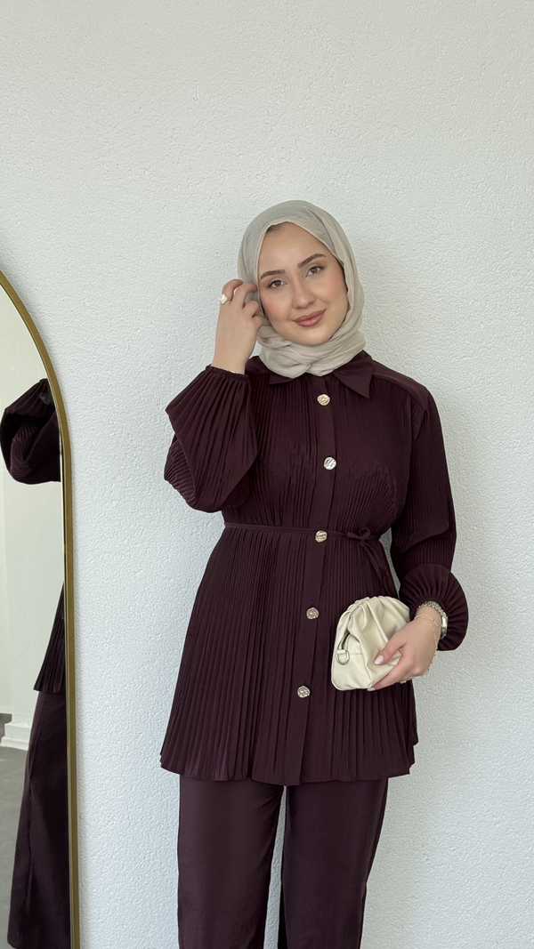 Pilise Tunikli Pantolon Takım Bordo