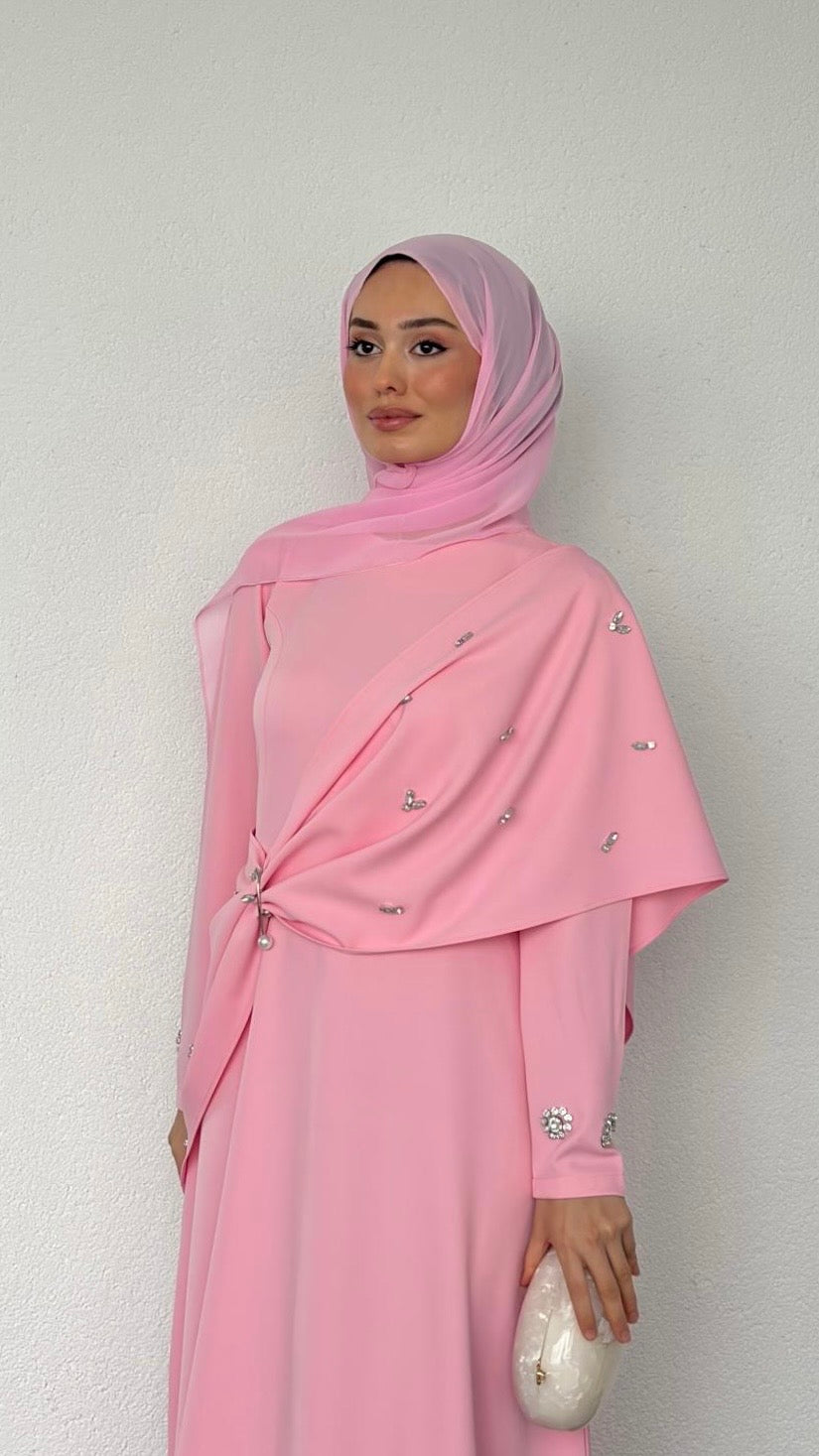 Lale Taşlı Abiye Pembe