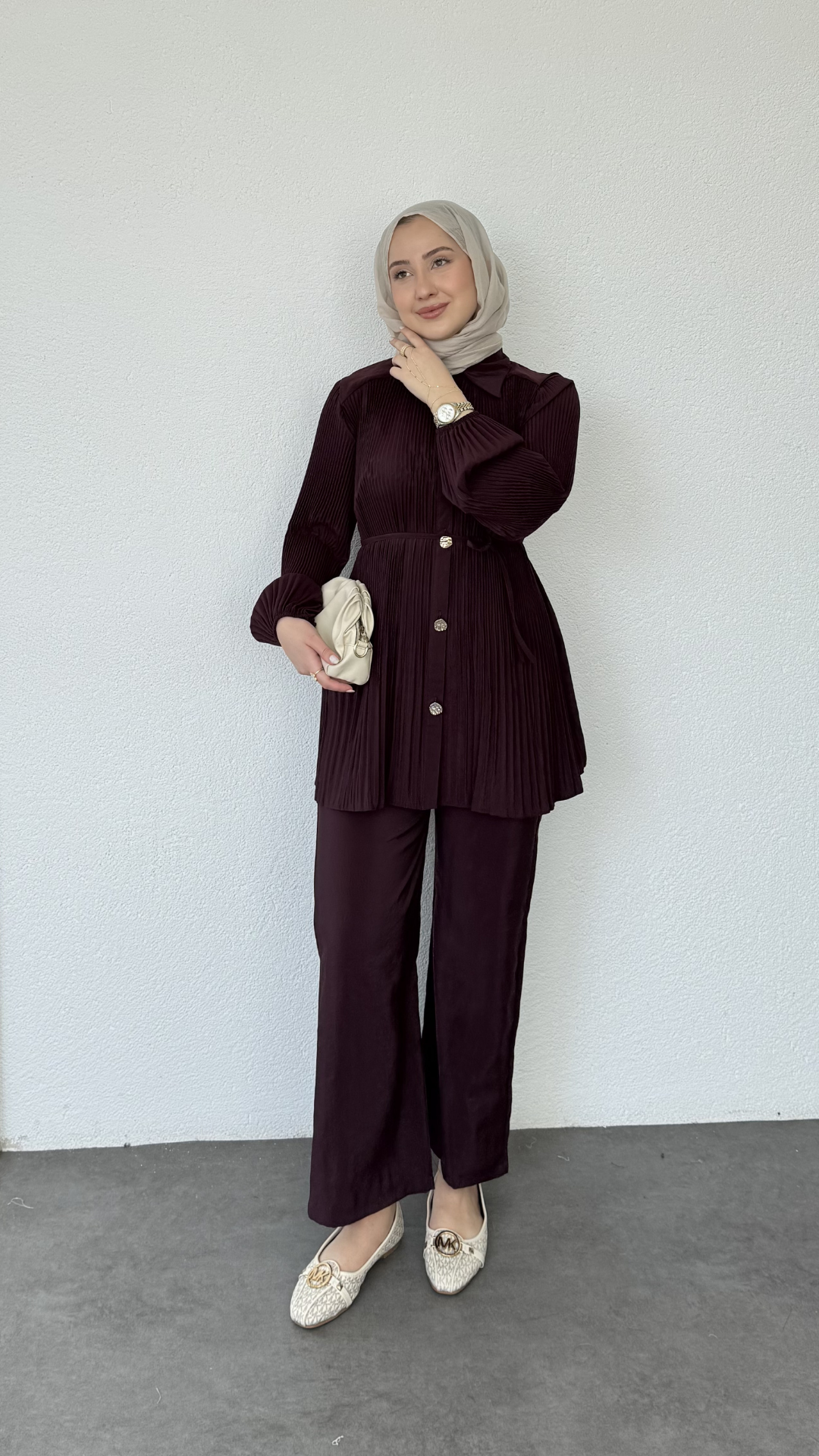 Pilise Tunikli Pantolon Takım Bordo