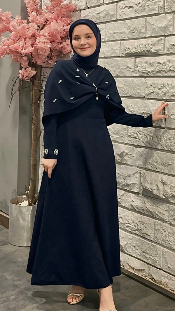 Lale Taşlı Abiye Lacivert