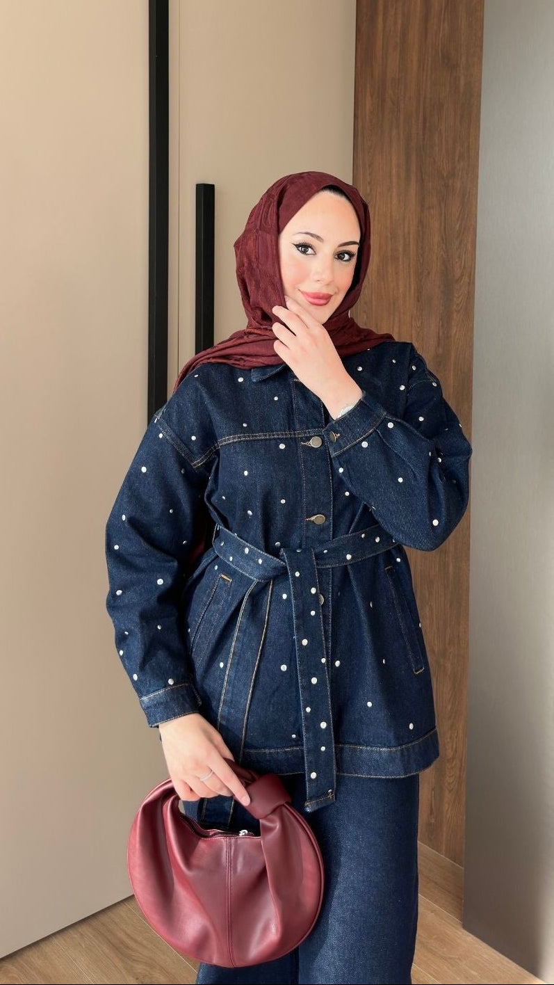 Alya Taşlı Kot Takım