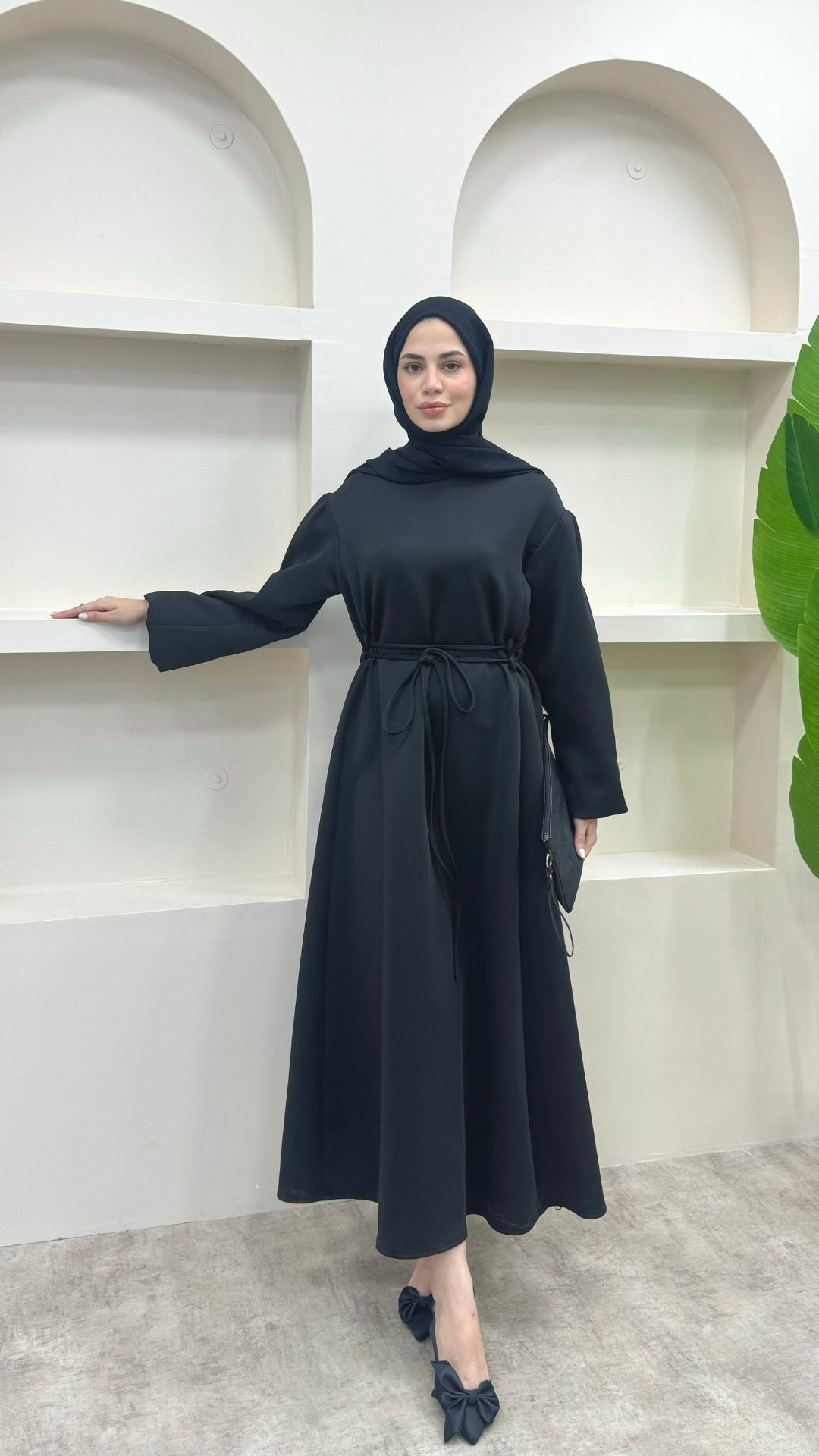 Melly Bağlamalı Scuba Elbise Siyah