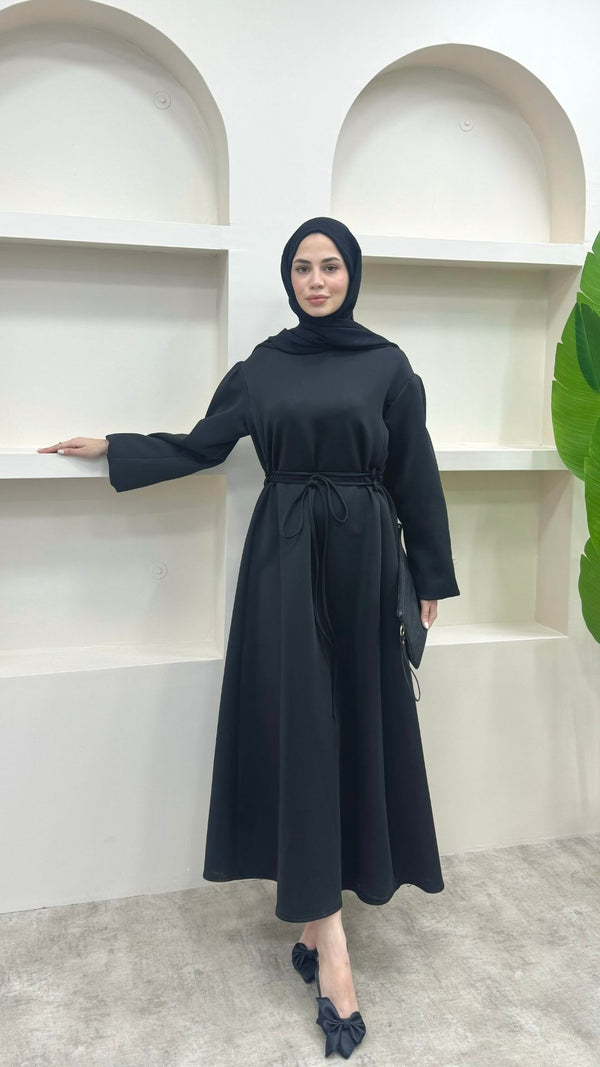 Melly Bağlamalı Scuba Elbise Siyah