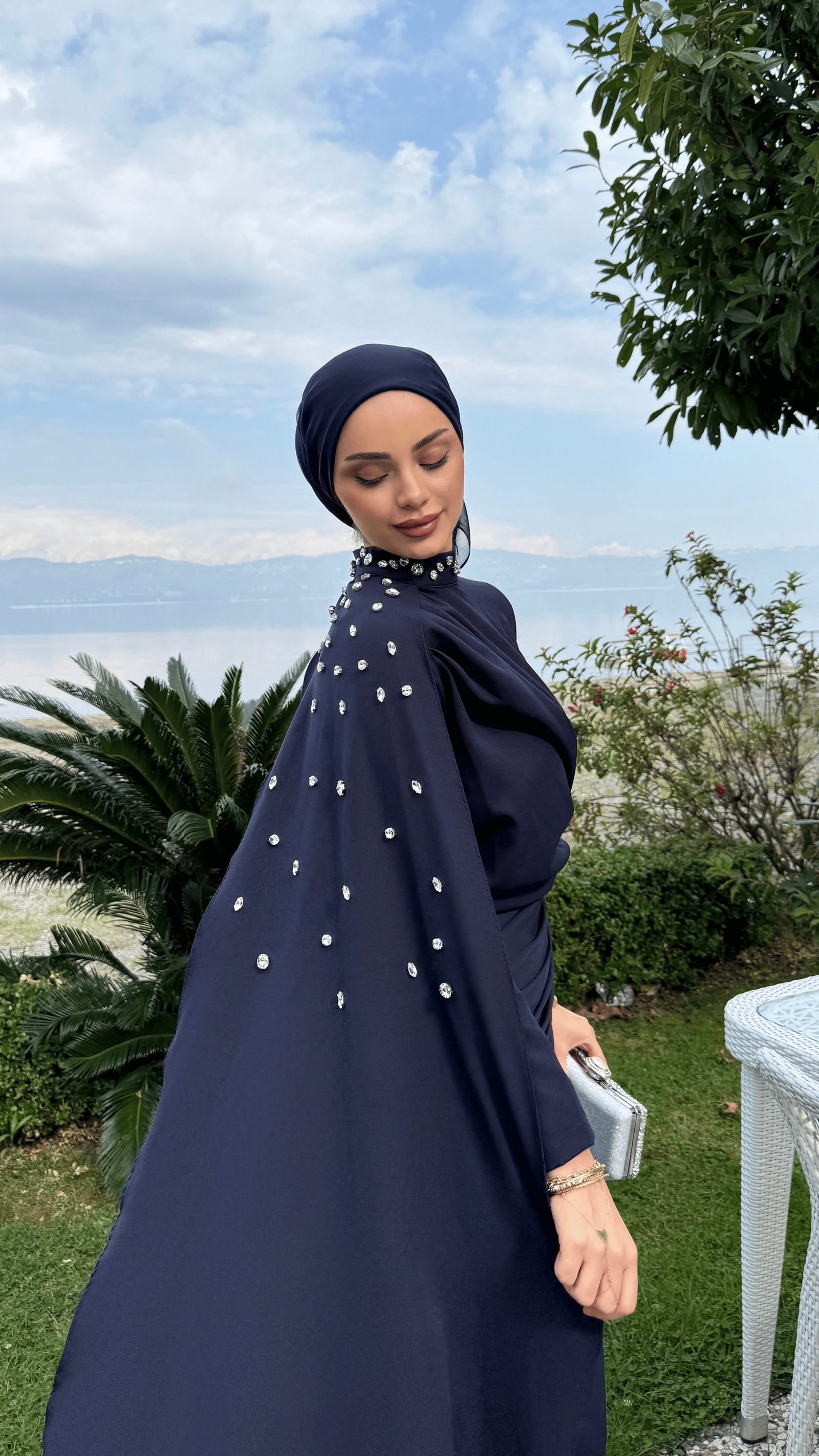 Serena Taşlı Abiye Lacivert
