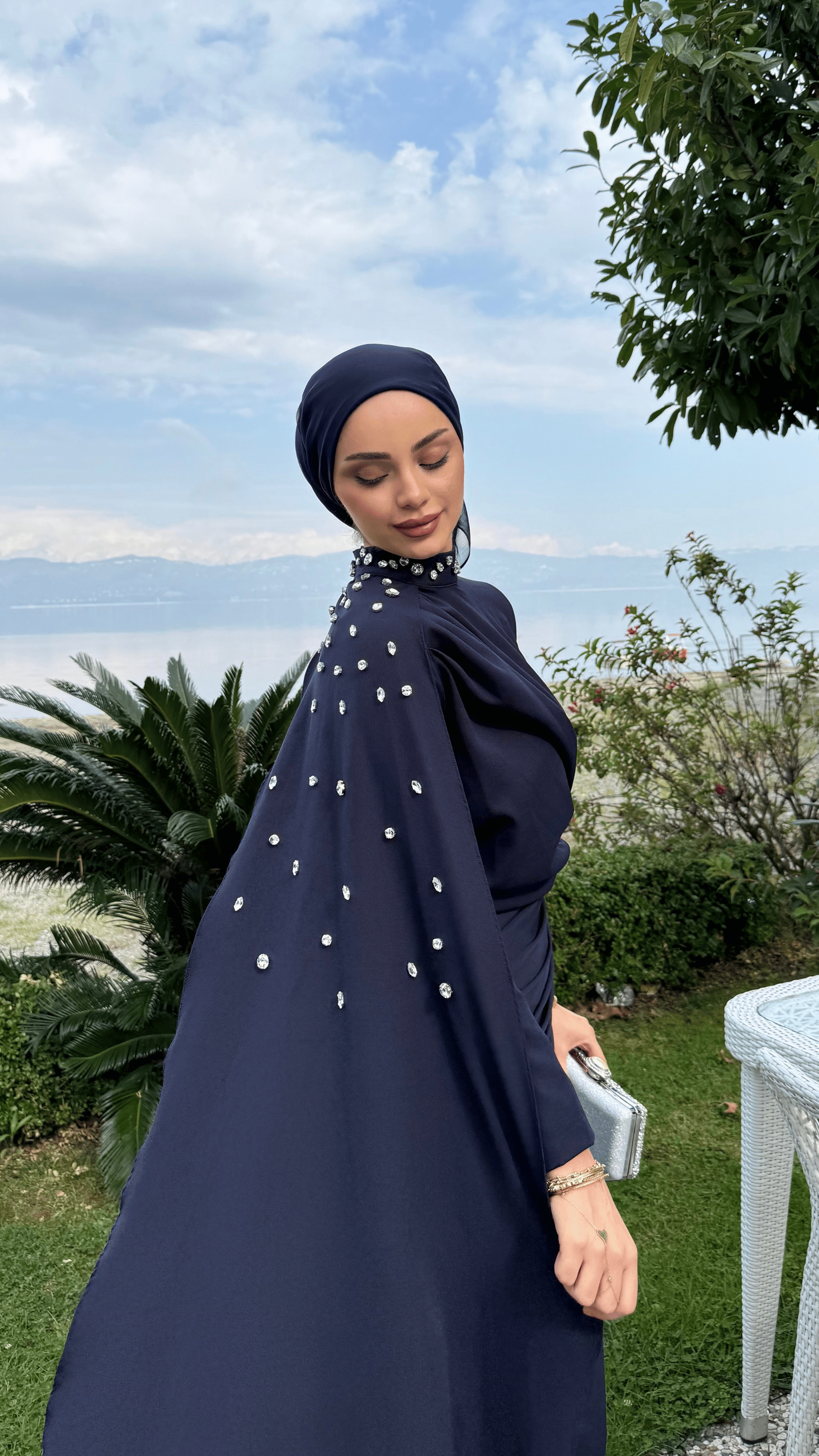 Serena Taşlı Abiye Lacivert