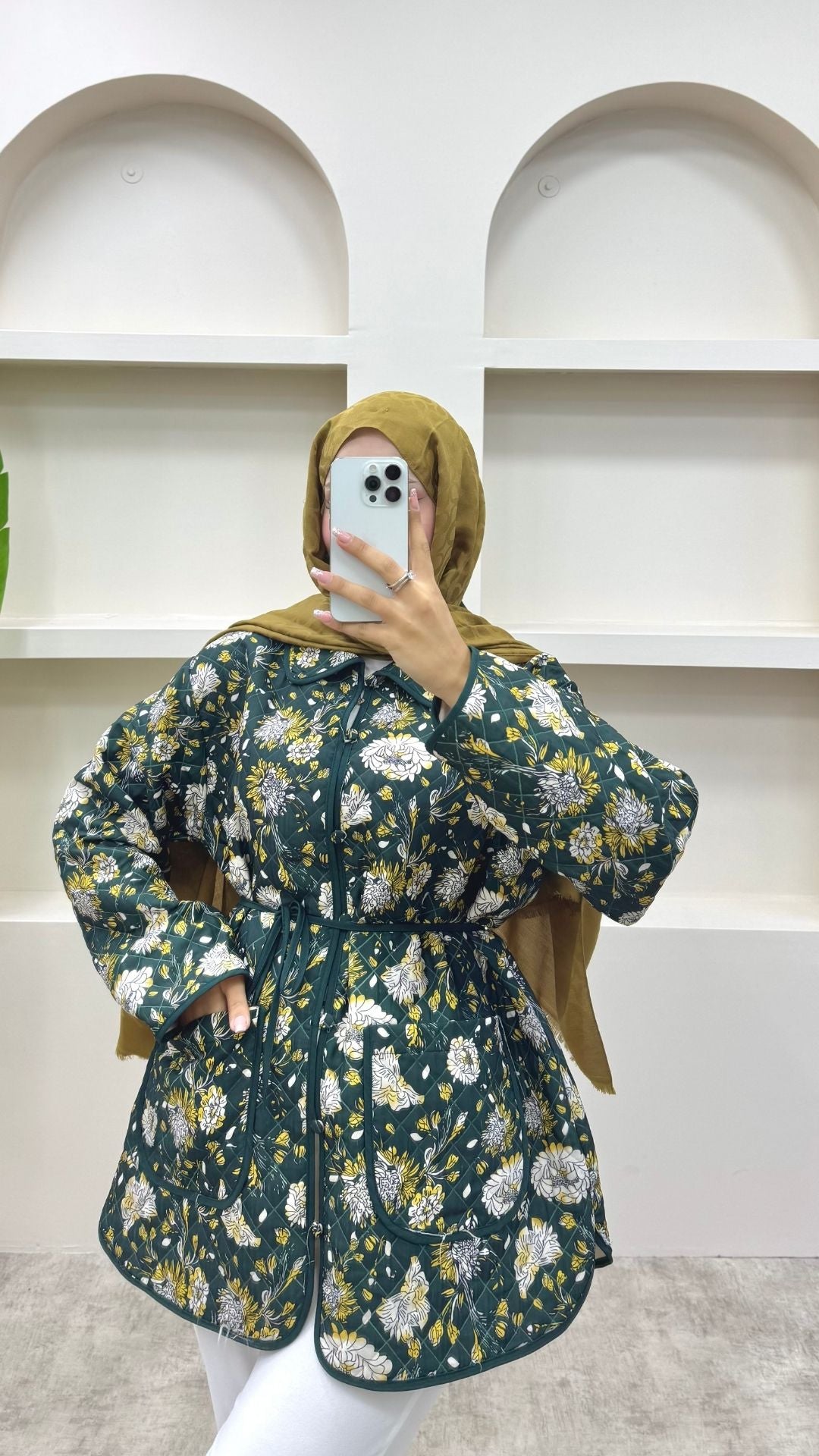 Biye Detaylı Etnik Desen Ceket Yeşil