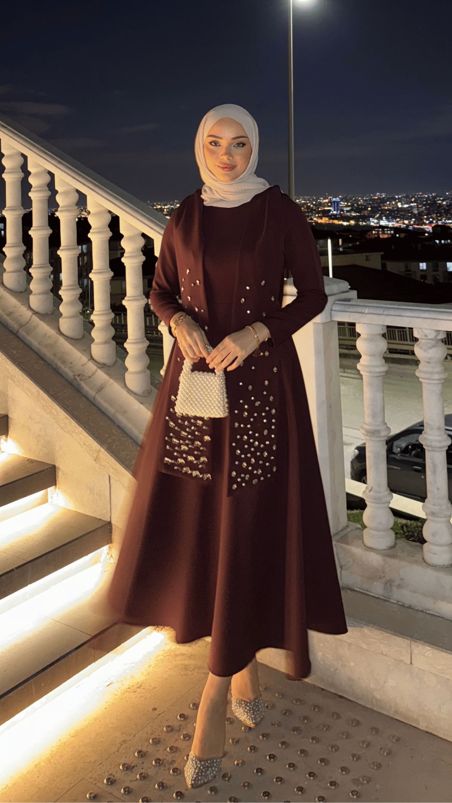 Elsa Taşlı Abiye Bordo