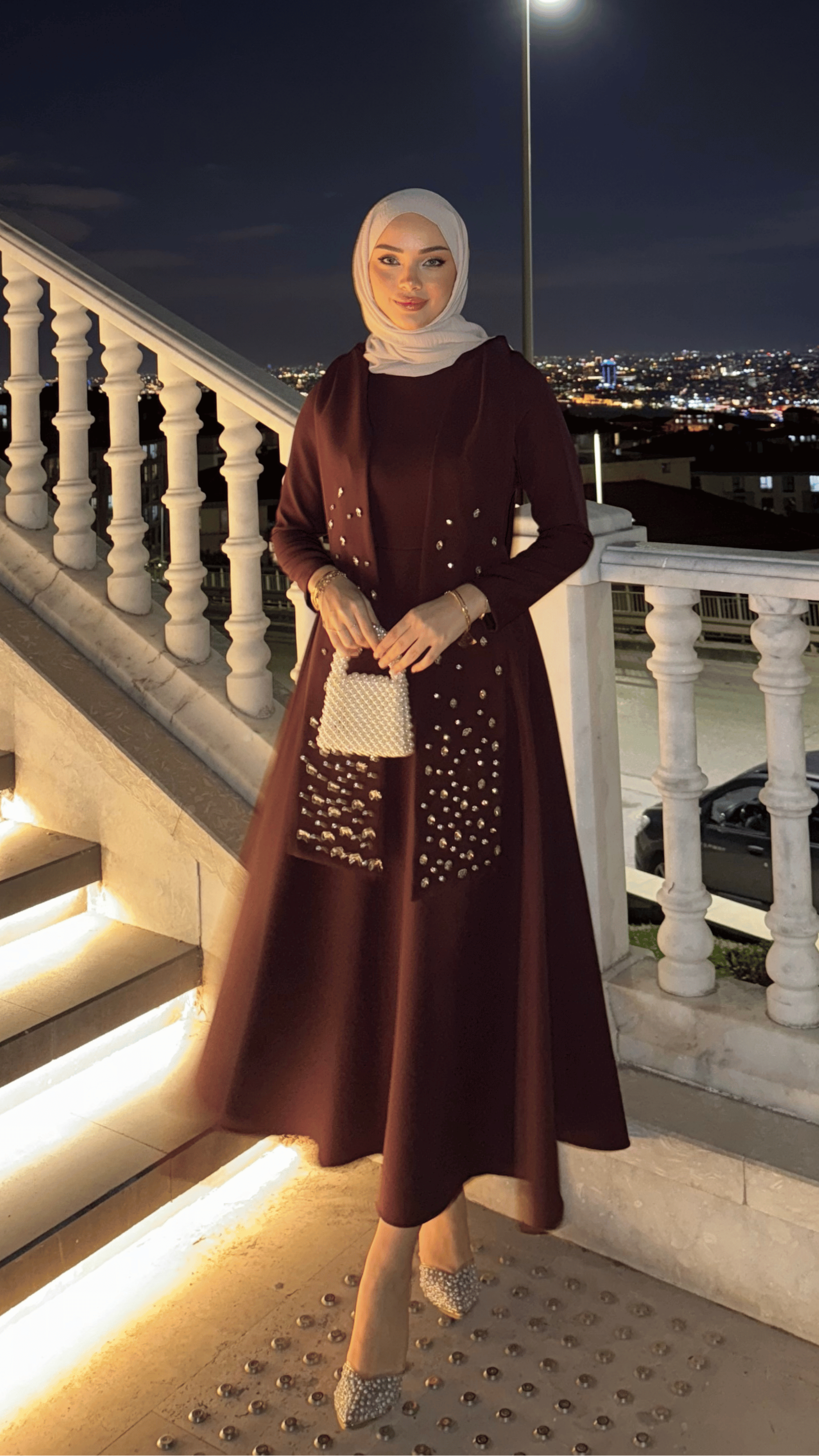 Elsa Taşlı Abiye Bordo