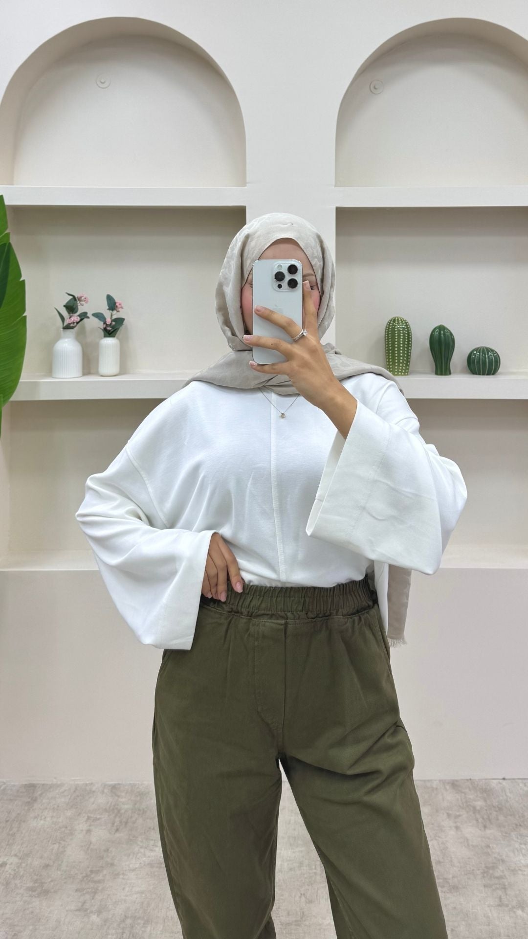 Beli Lastikli Geniş Kesim Mom Jeans Haki