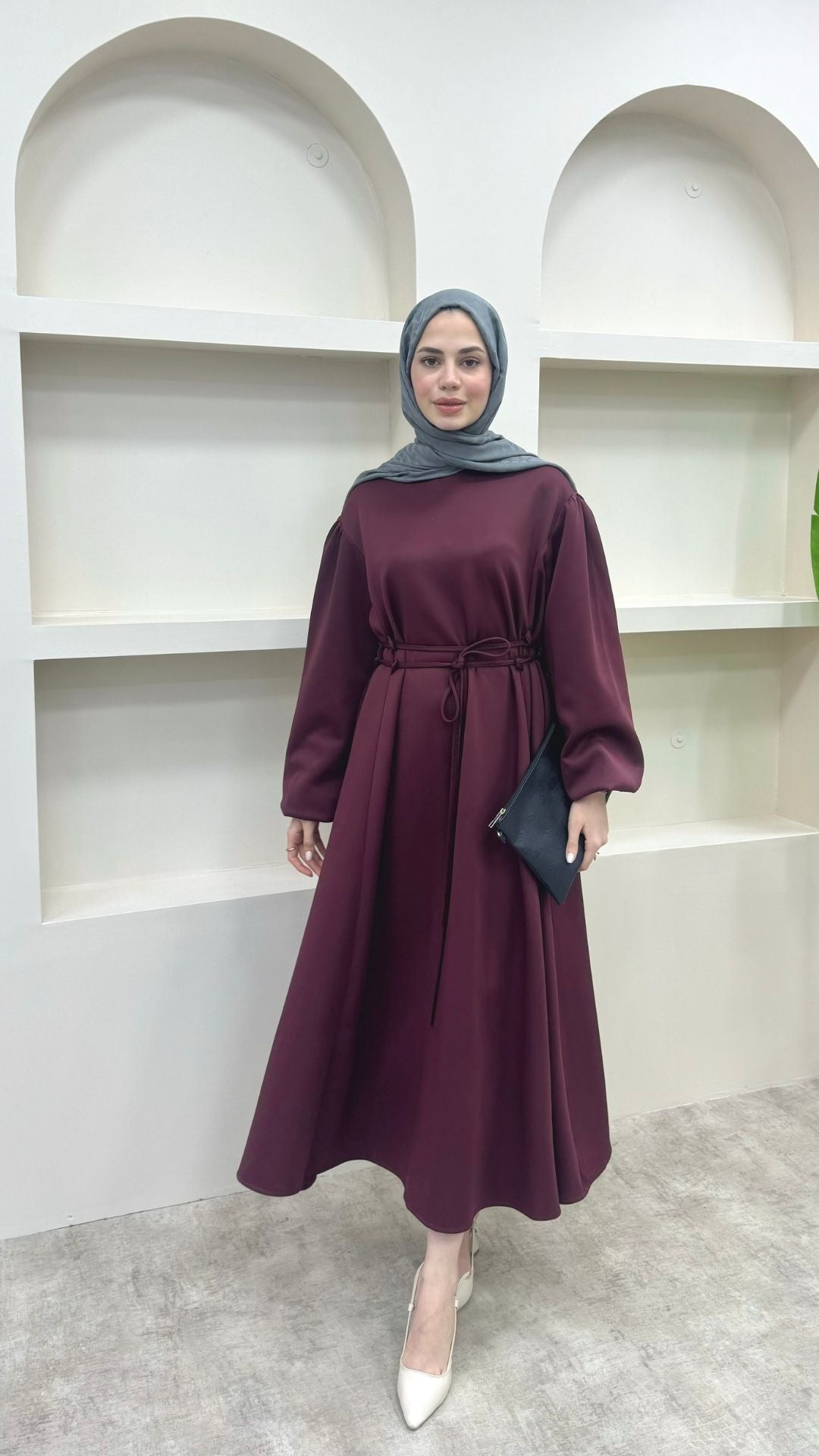 Melly Bağlamalı Scuba Elbise Bordo