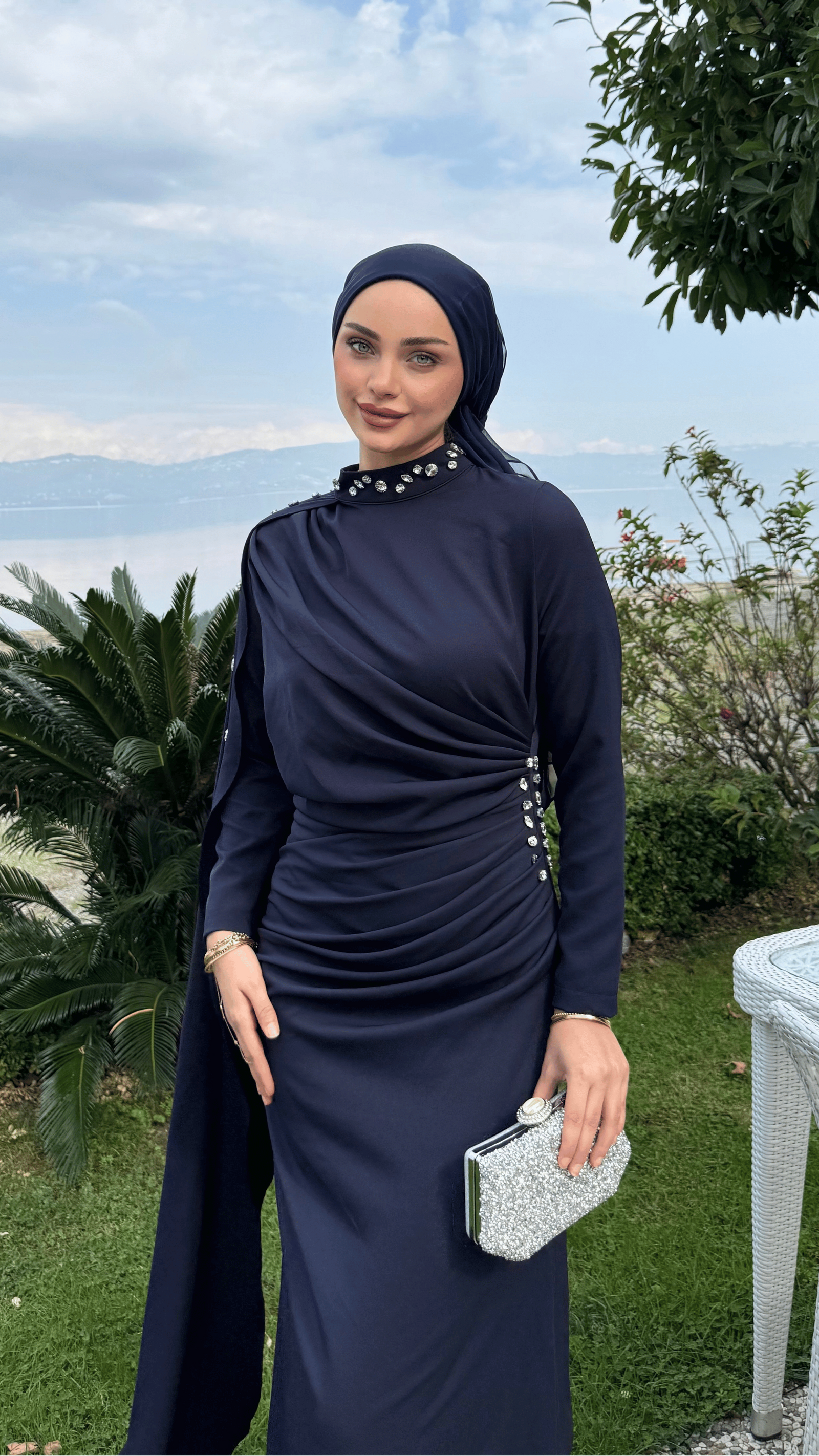Serena Taşlı Abiye Lacivert