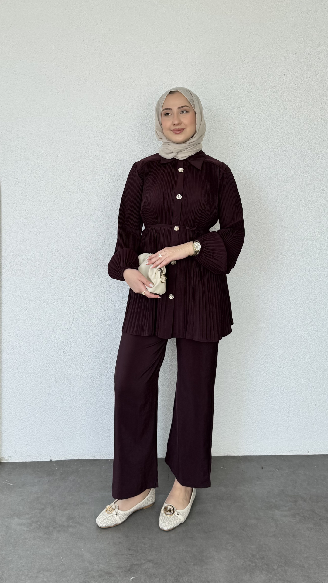 Pilise Tunikli Pantolon Takım Bordo