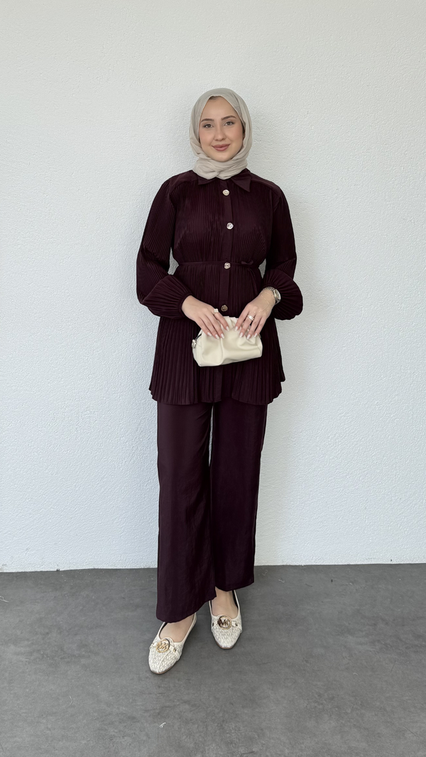 Pilise Tunikli Pantolon Takım Bordo