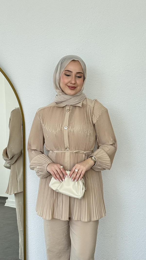 Pilise Tunikli Pantolon Takım Krem