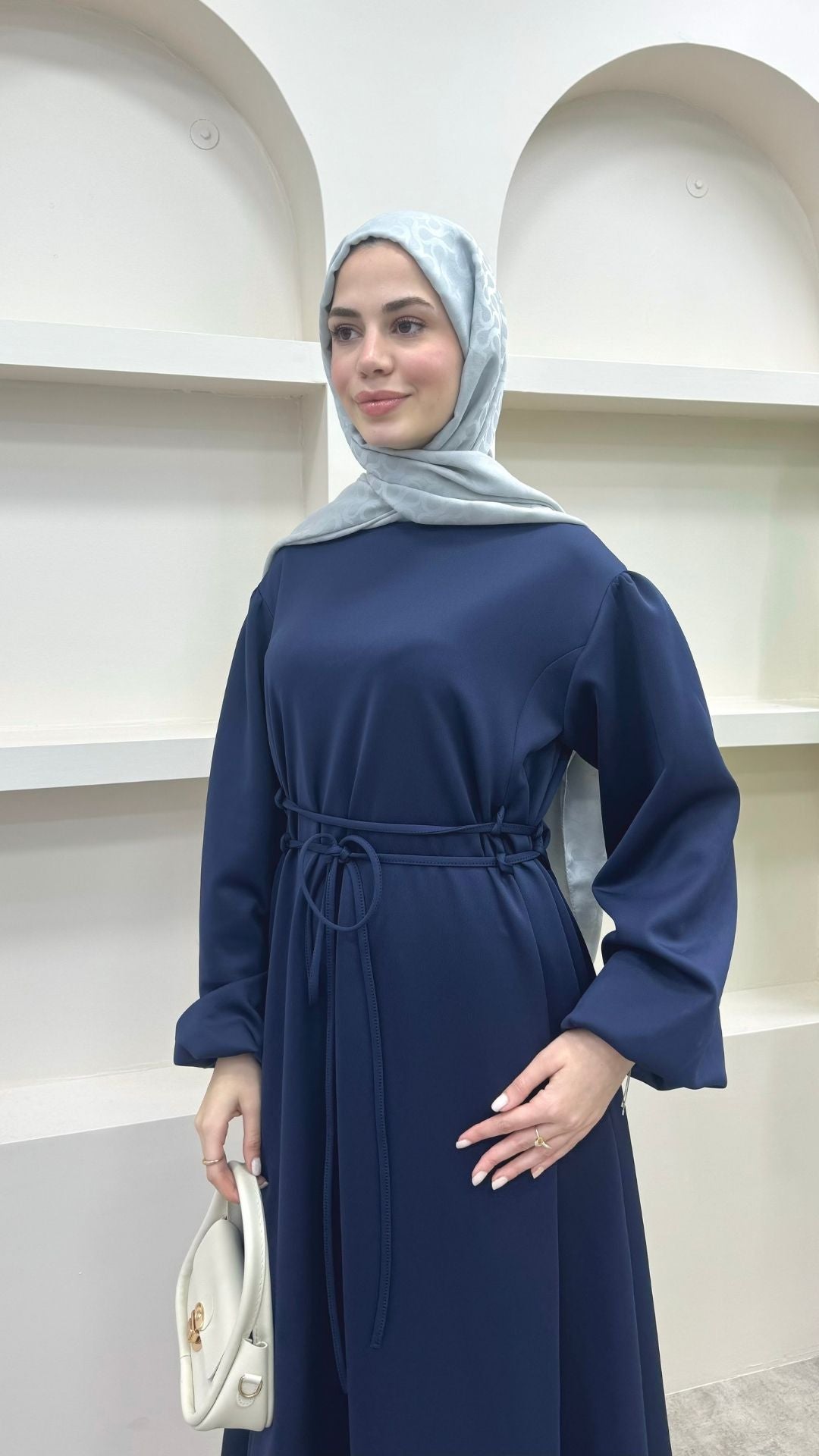 Melly Bağlamalı Scuba Elbise Lacivert