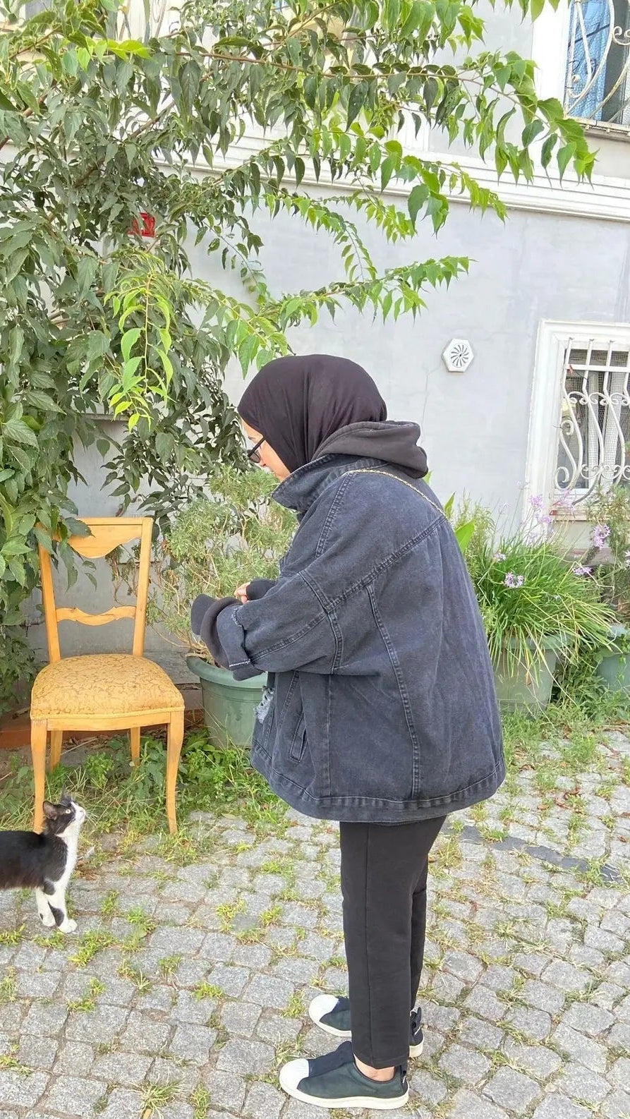 Yırtıklı Kot Ceket Antrasit