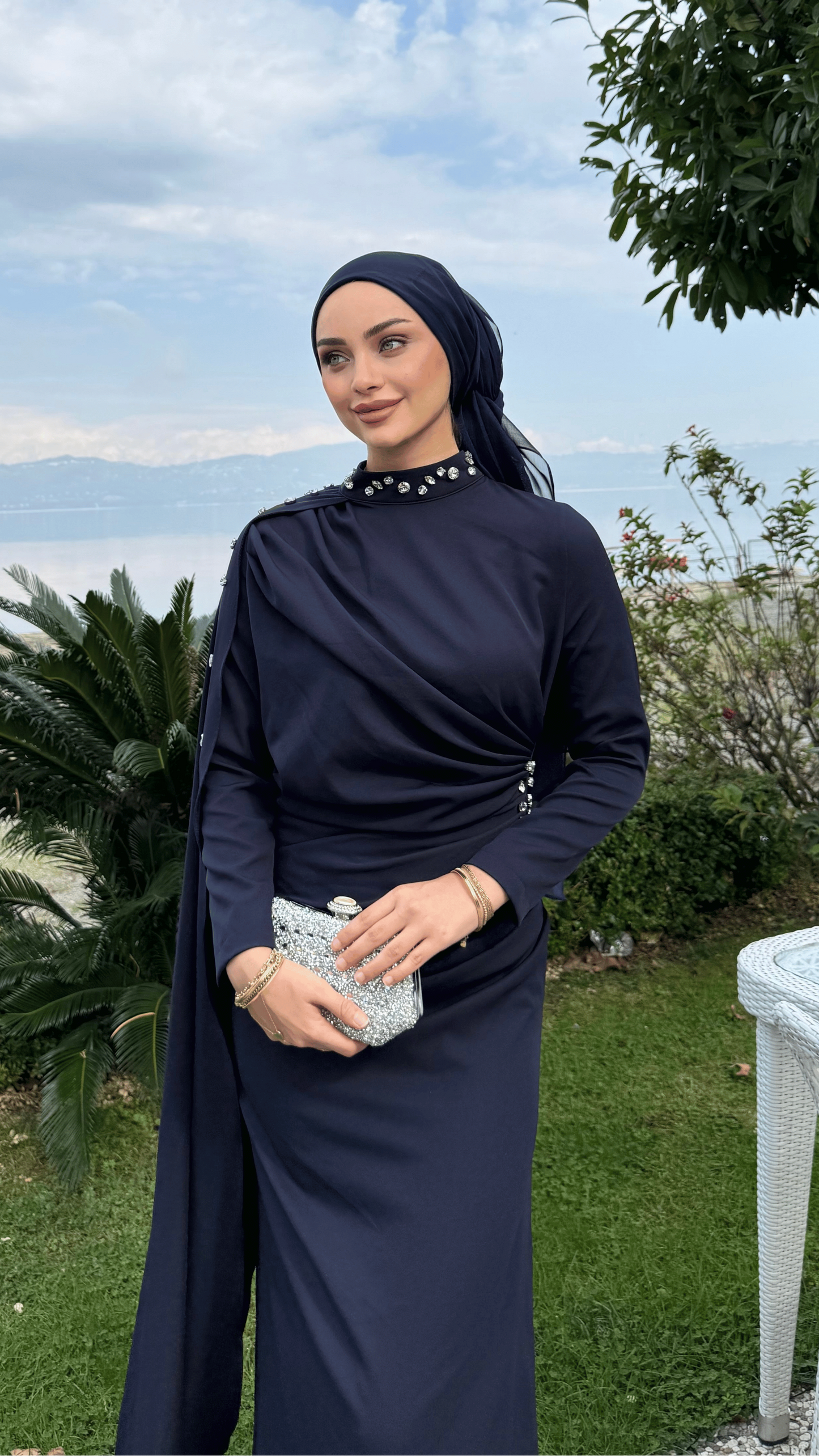 Serena Taşlı Abiye Lacivert