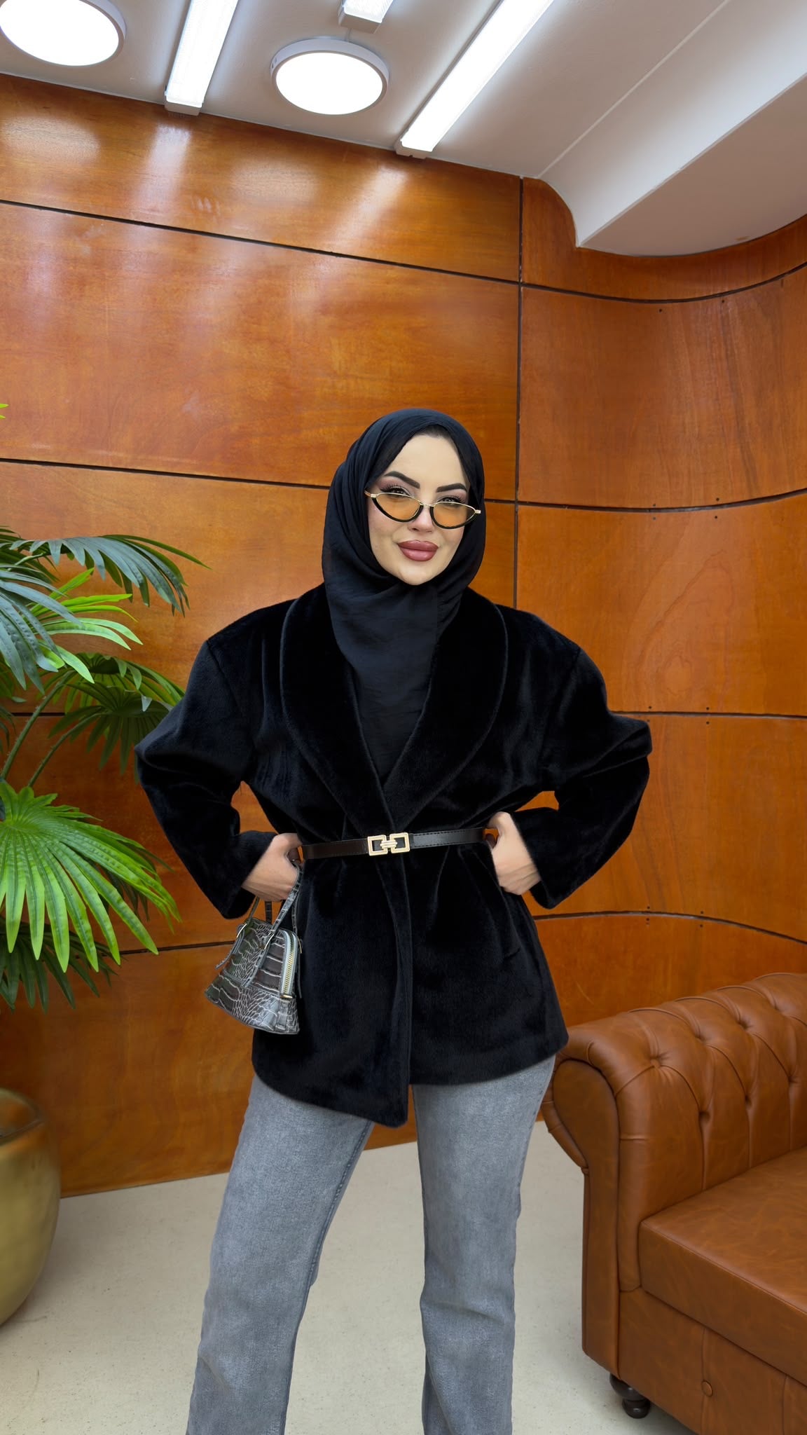 Foks Kumaş Kaban Siyah