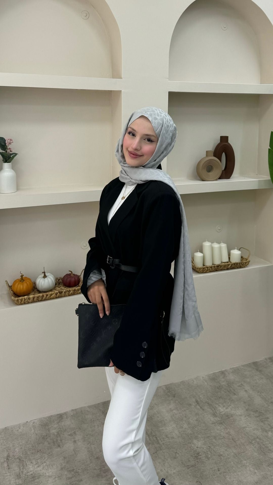 Keten Tek Düğmeli Blazer Ceket Siyah