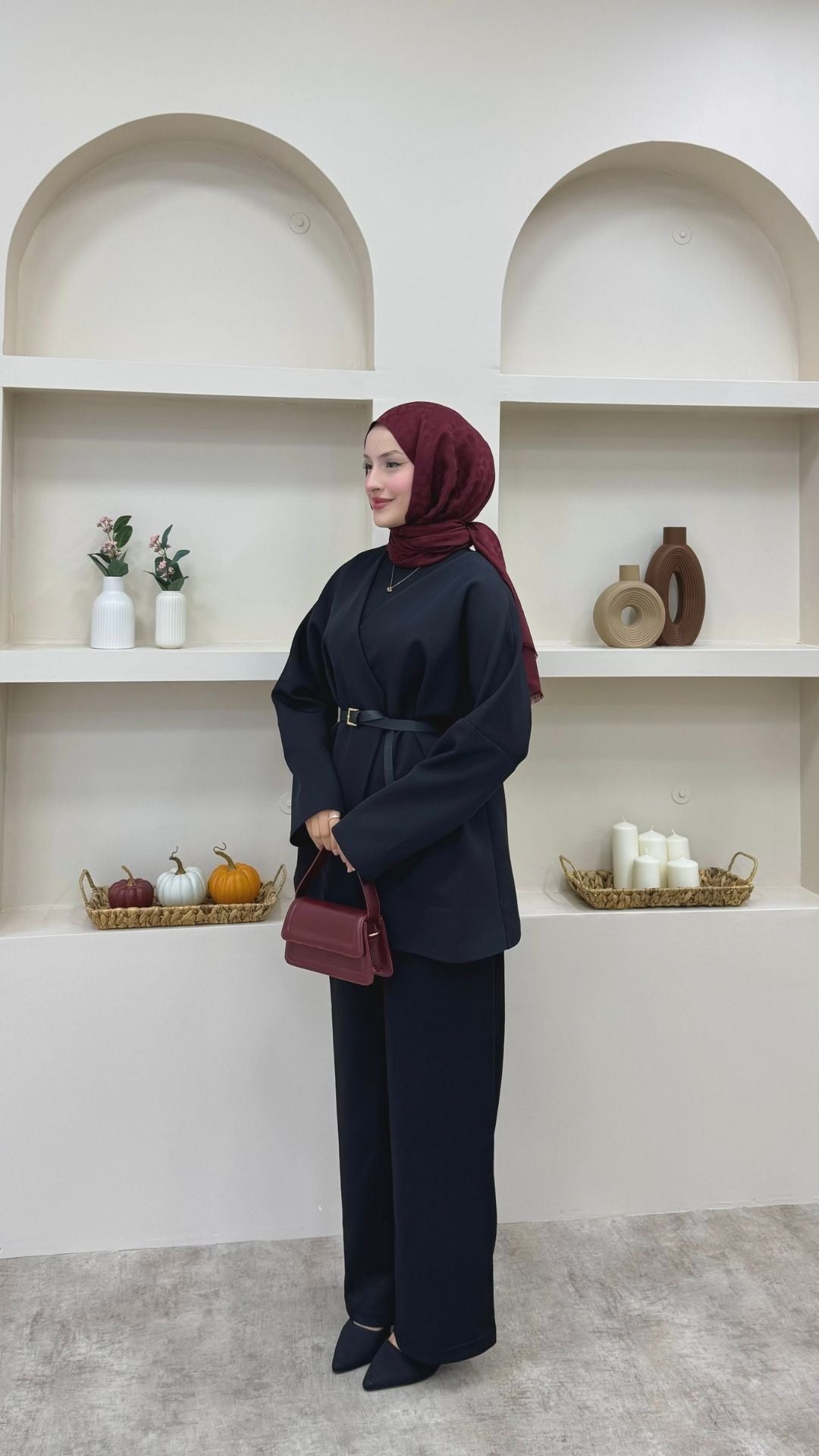 Kruvaze Yaka Kemerli Blazer Ceket Siyah