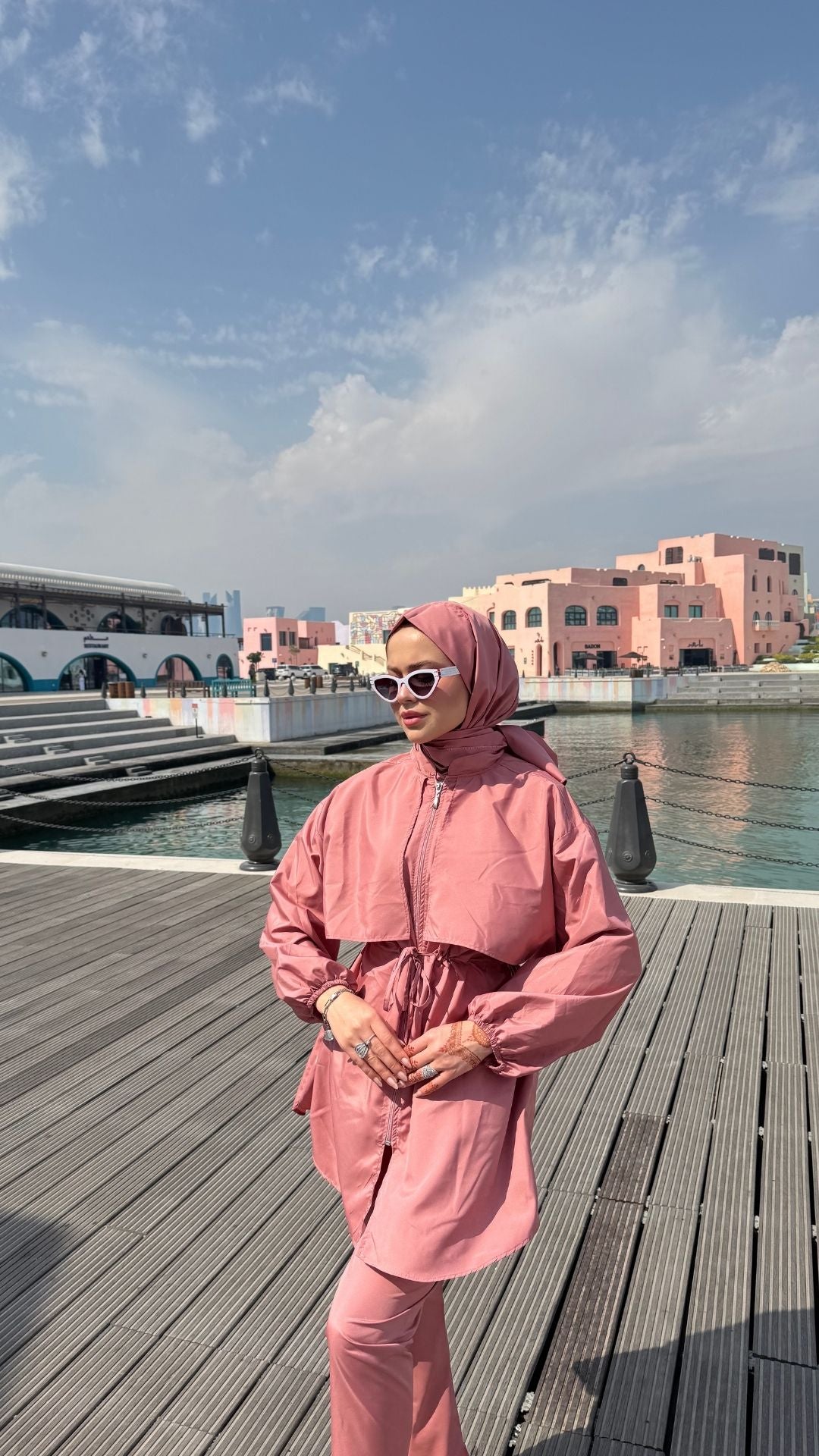 Roba Detaylı Tesettür Mayo Pembe