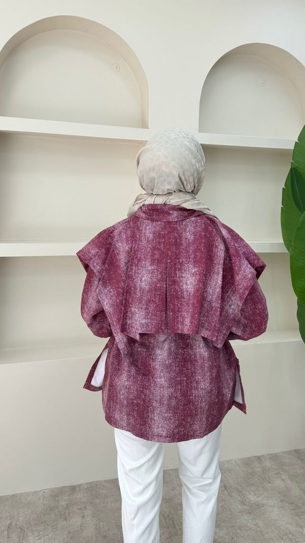 Fermuarlı Gabardin Ceket Bordo