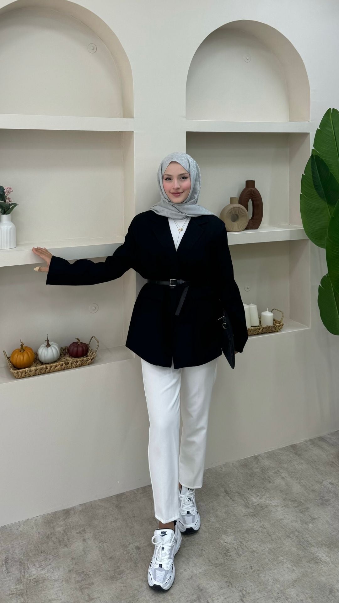 Keten Tek Düğmeli Blazer Ceket Siyah