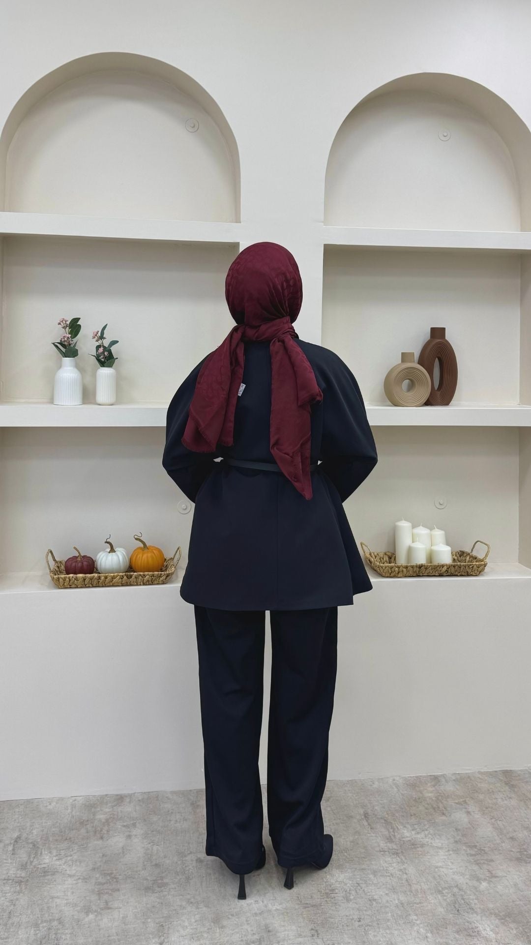 Kruvaze Yaka Kemerli Blazer Ceket Siyah