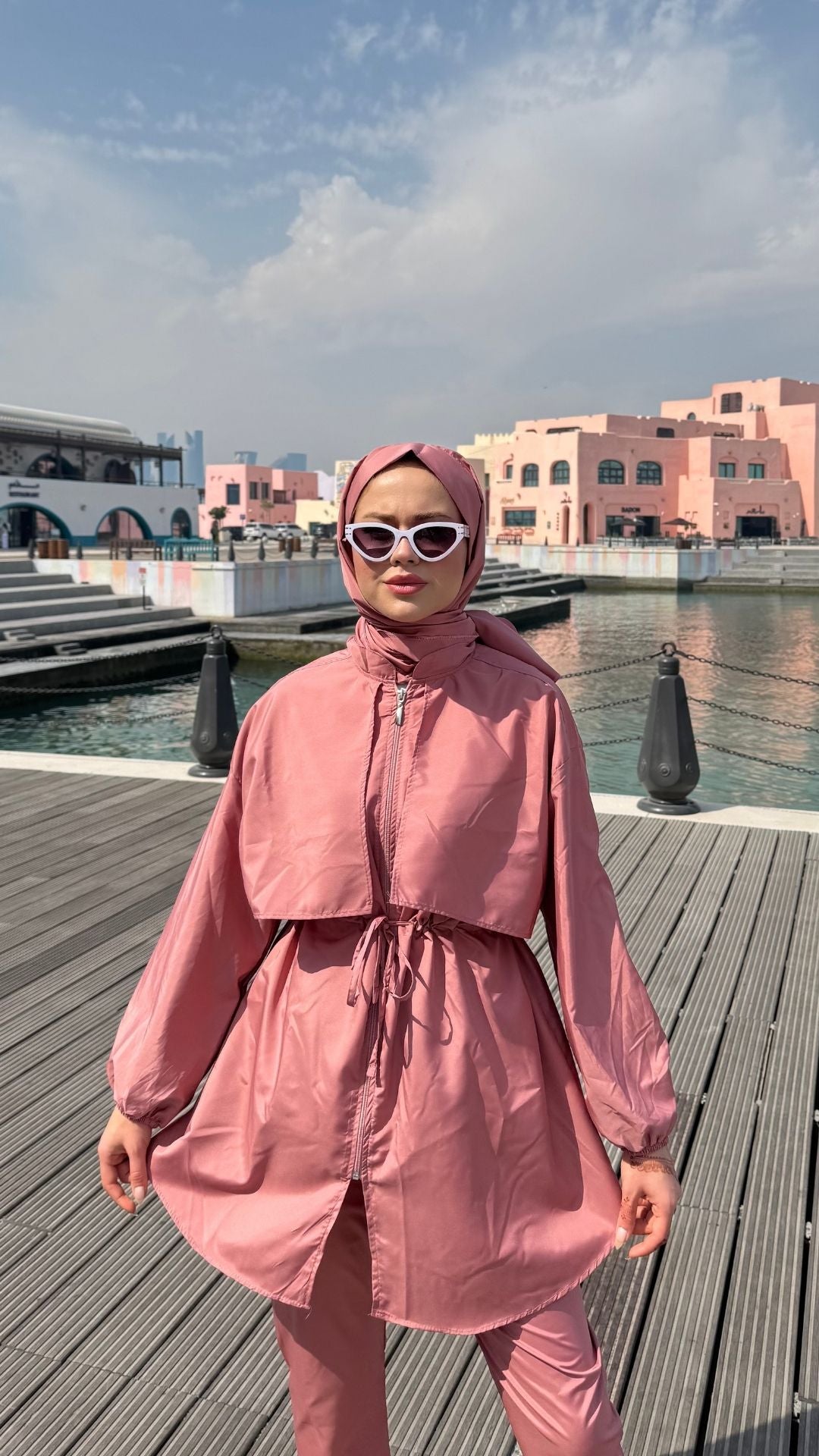 Roba Detaylı Tesettür Mayo Pembe