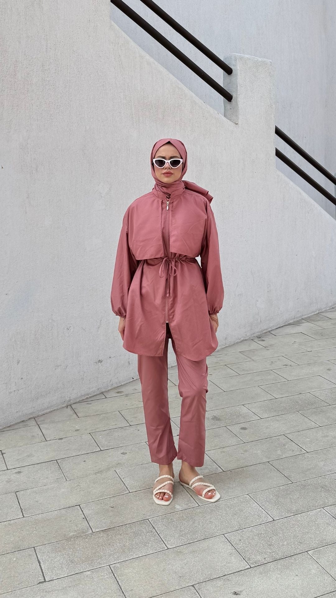 Roba Detaylı Tesettür Mayo Pembe