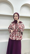 Bağlamalı Etnik Desen Kısa Ceket Bordo