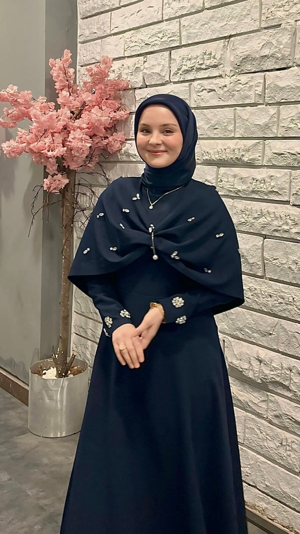 Lale Taşlı Abiye Lacivert
